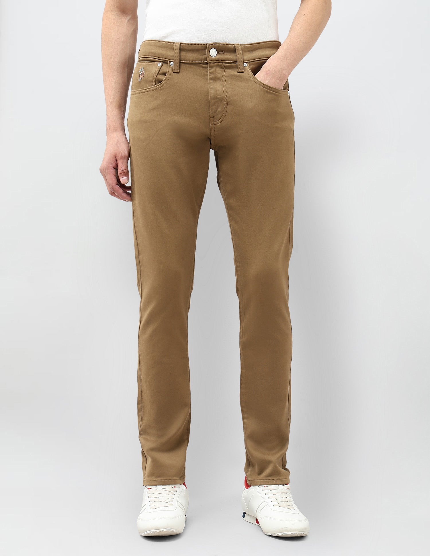 Brandon Slim Tapered Fit Color Denim Jeans Khaki - U.S. POLO ASSN. | Large