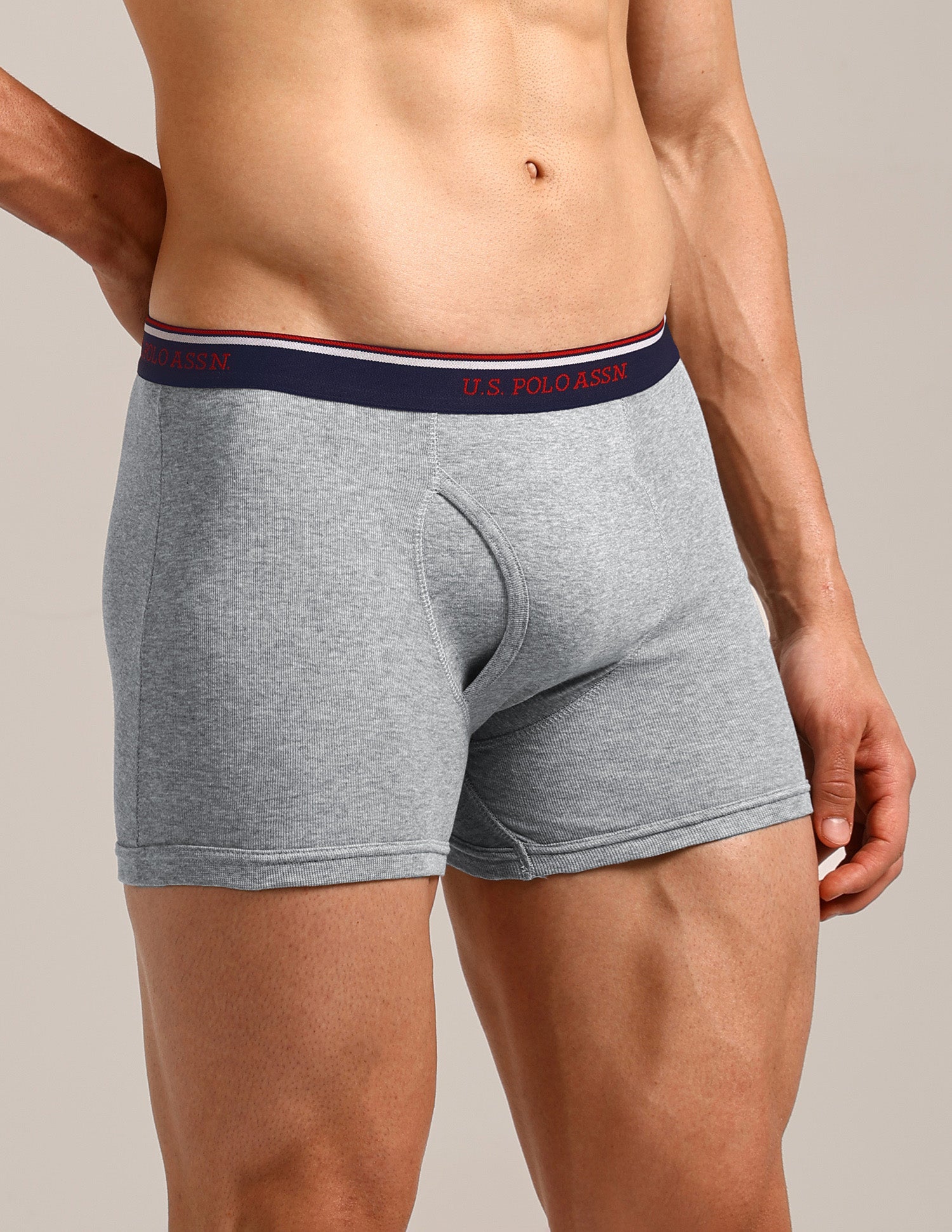 Mid Rise Solid 1667 Trunks - Pack Of 3 Black, Grey Melange and Navy - U.S. Polo Assn. India | Large