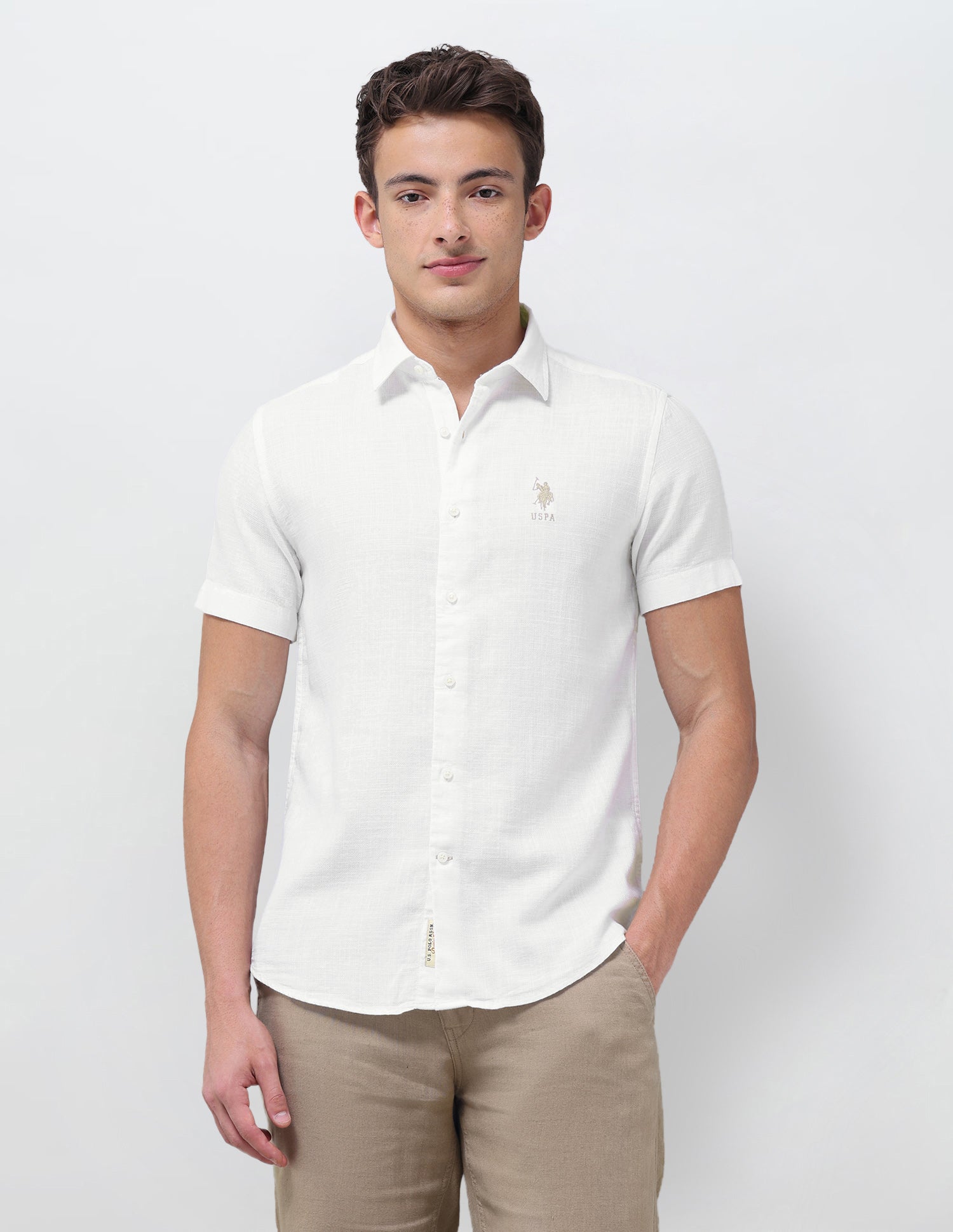 Solid Regular Fit Shirt White - U.S. Polo Assn. India | Large