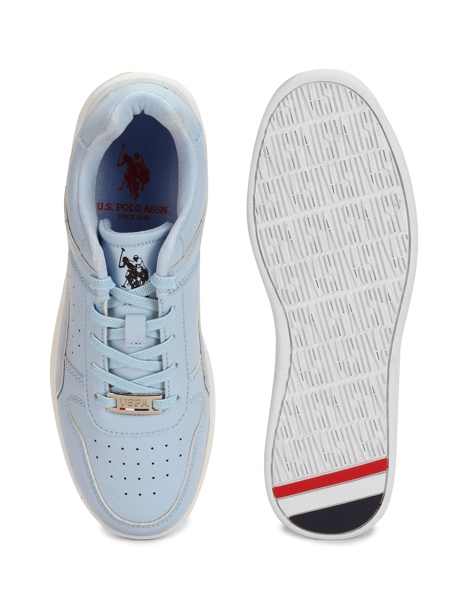Women Solid Perforated Bella Sneakers Light Blue - U.S. Polo Assn. India | Large