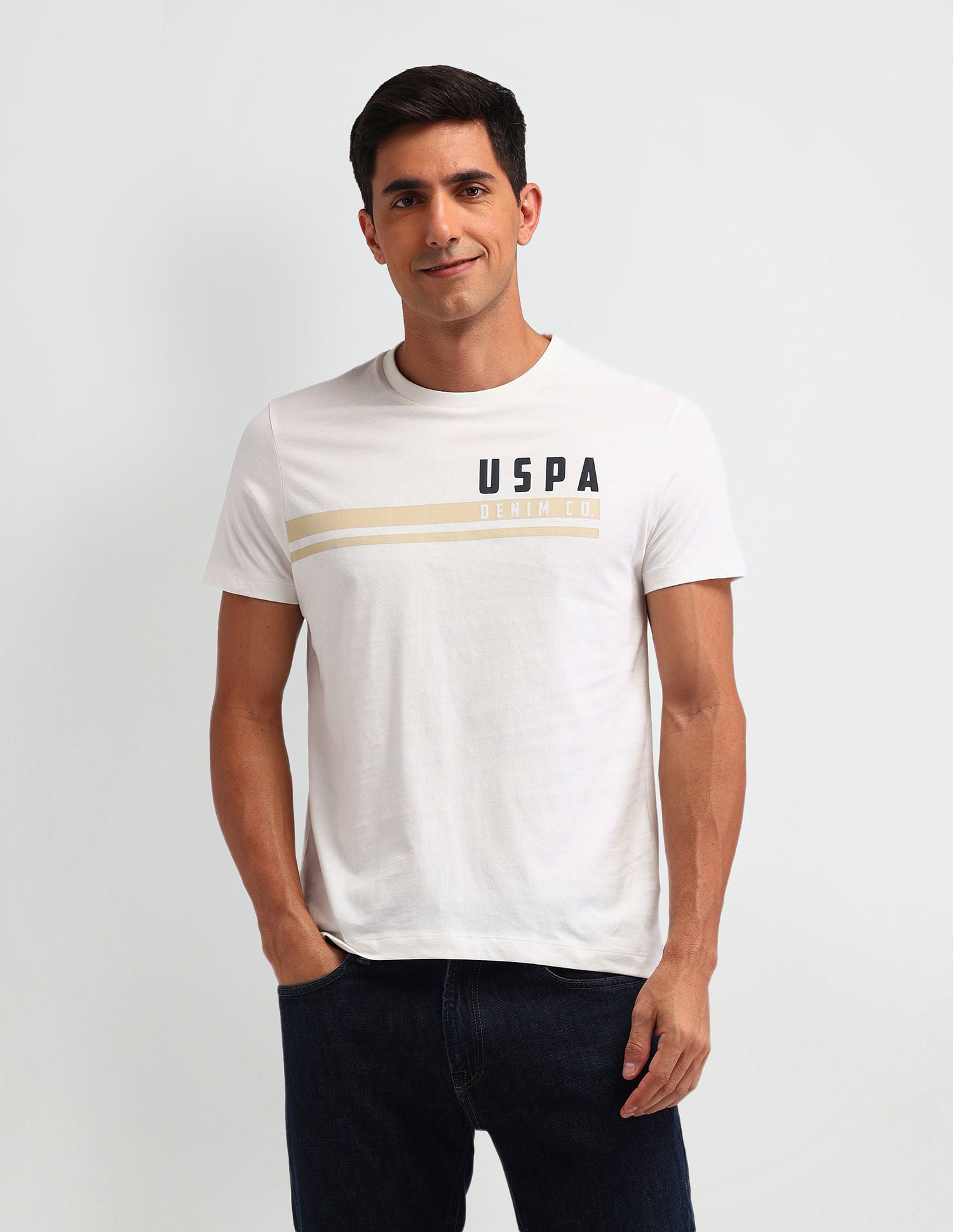 Outdoor Muscle Fit Brand T-Shirt Ivory - U.S. POLO ASSN. | Large