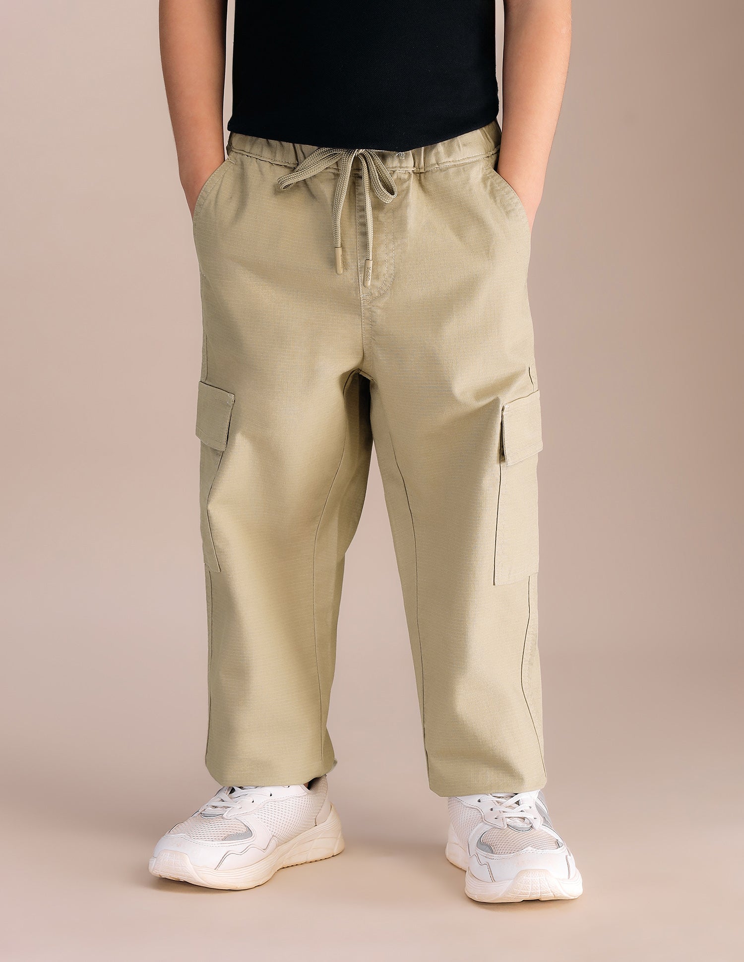 Boys Textured Relaxed Fit Cargos Khaki - U.S. POLO ASSN. | Large