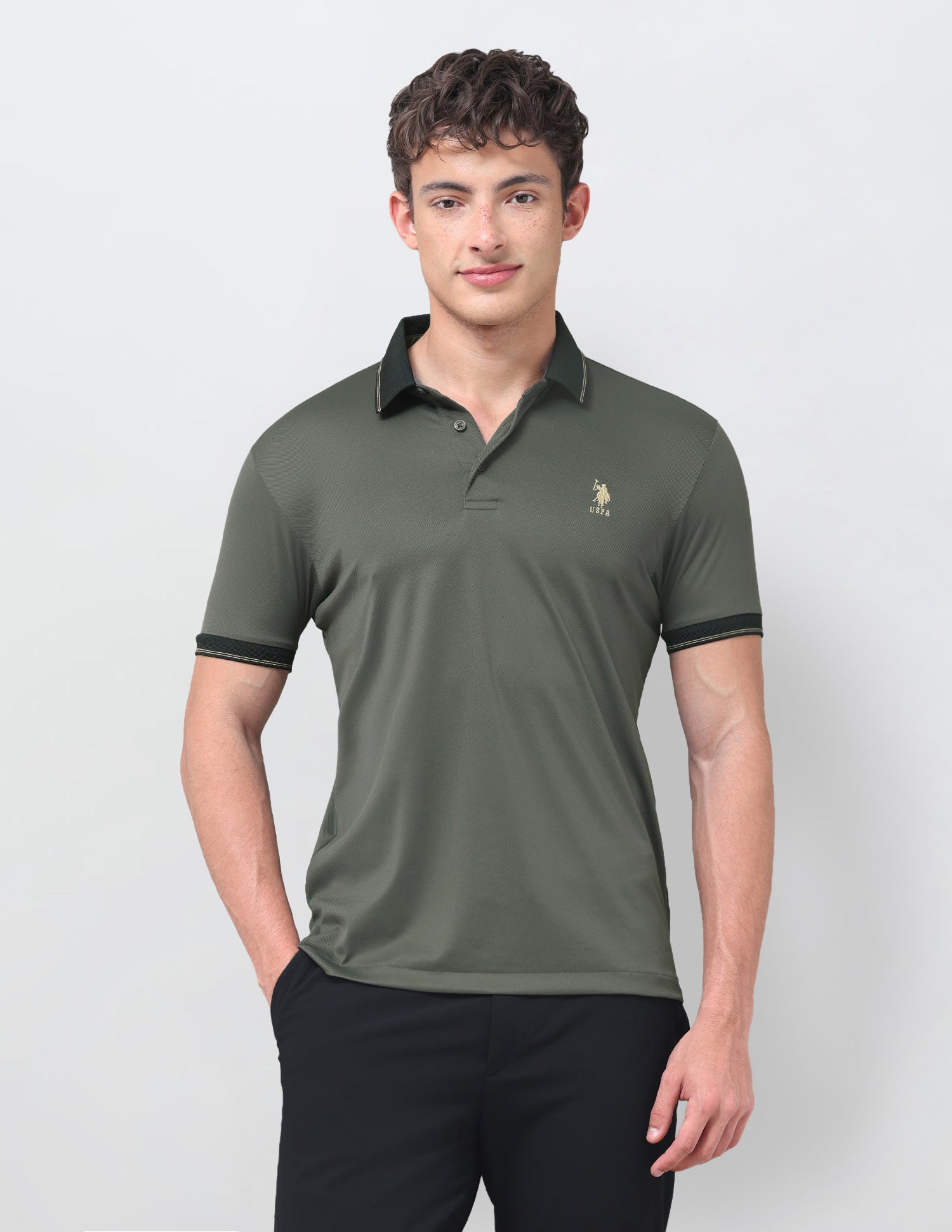 Solid Slim Fit Polo Shirt Dark Grey - U.S. Polo Assn. India | Large