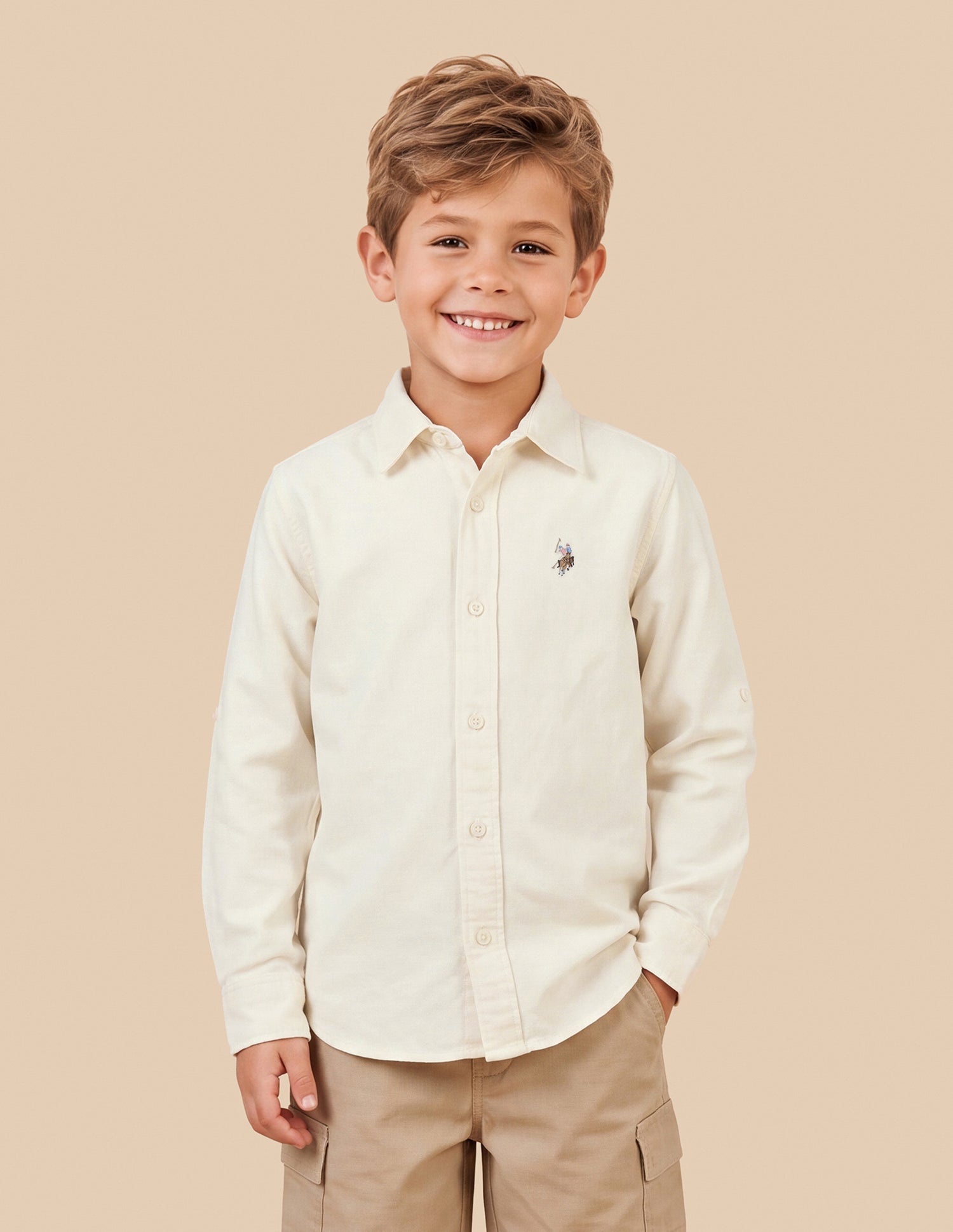 Corduroy Regular Fit Shirt Ivory - U.S. Polo Assn. India | Large