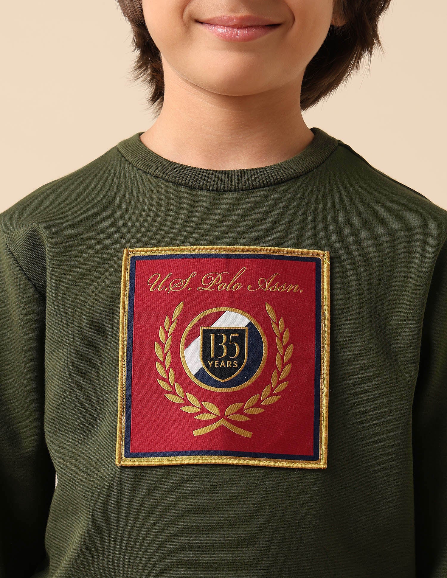 Boys Brand Embroidered Regular Fit Sweatshirt Olive - U.S. POLO ASSN. | Large