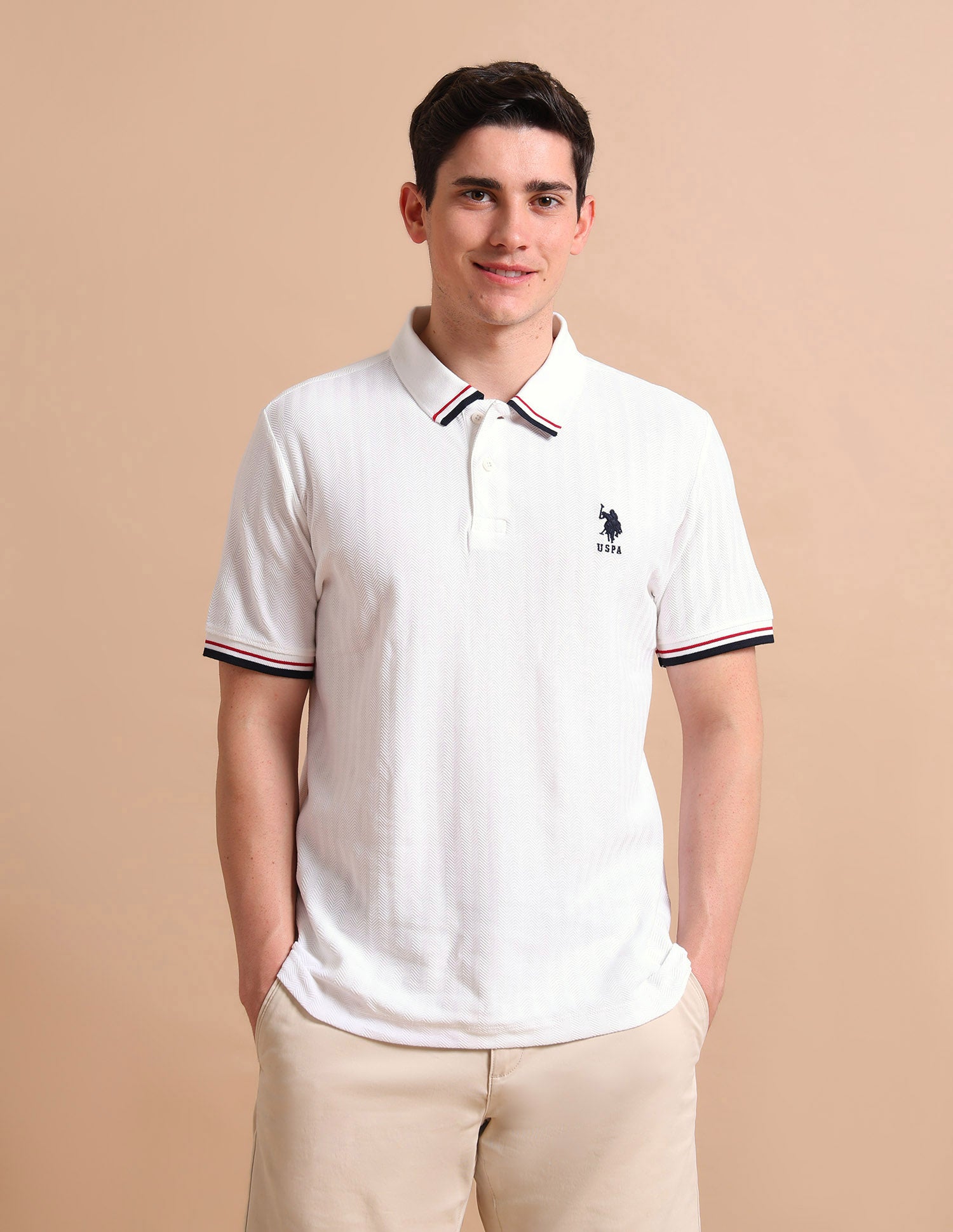 Striped Slim Fit Polo Shirt White - U.S. POLO ASSN. | Large