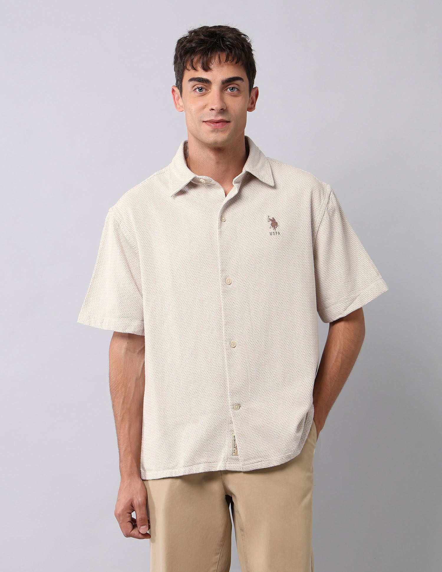 Boxy Fit Work And Wander Shirt Beige - U.S. Polo Assn. India | Large