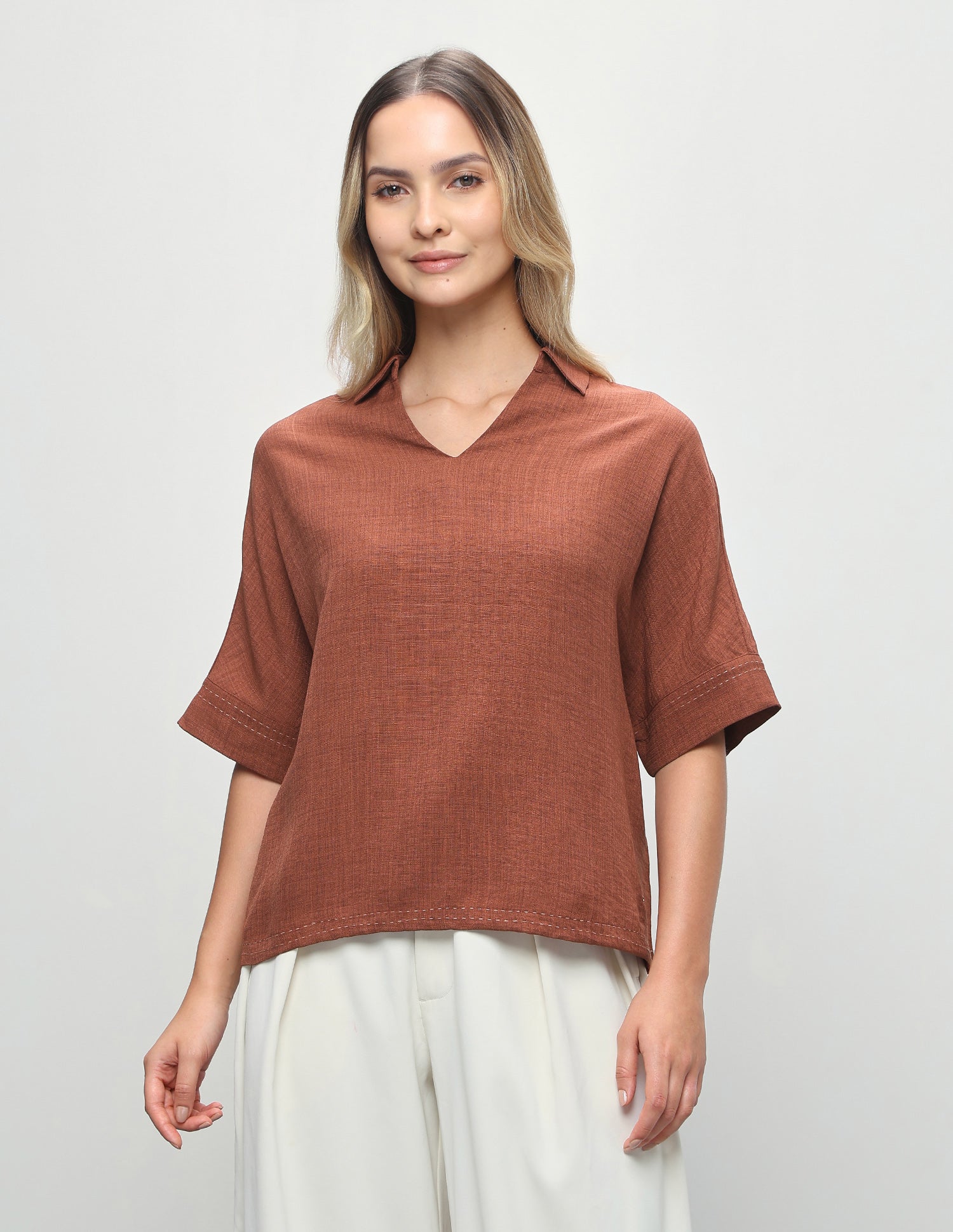 Solid Boxy Fit Shirt Rust - U.S. Polo Assn. India | Large
