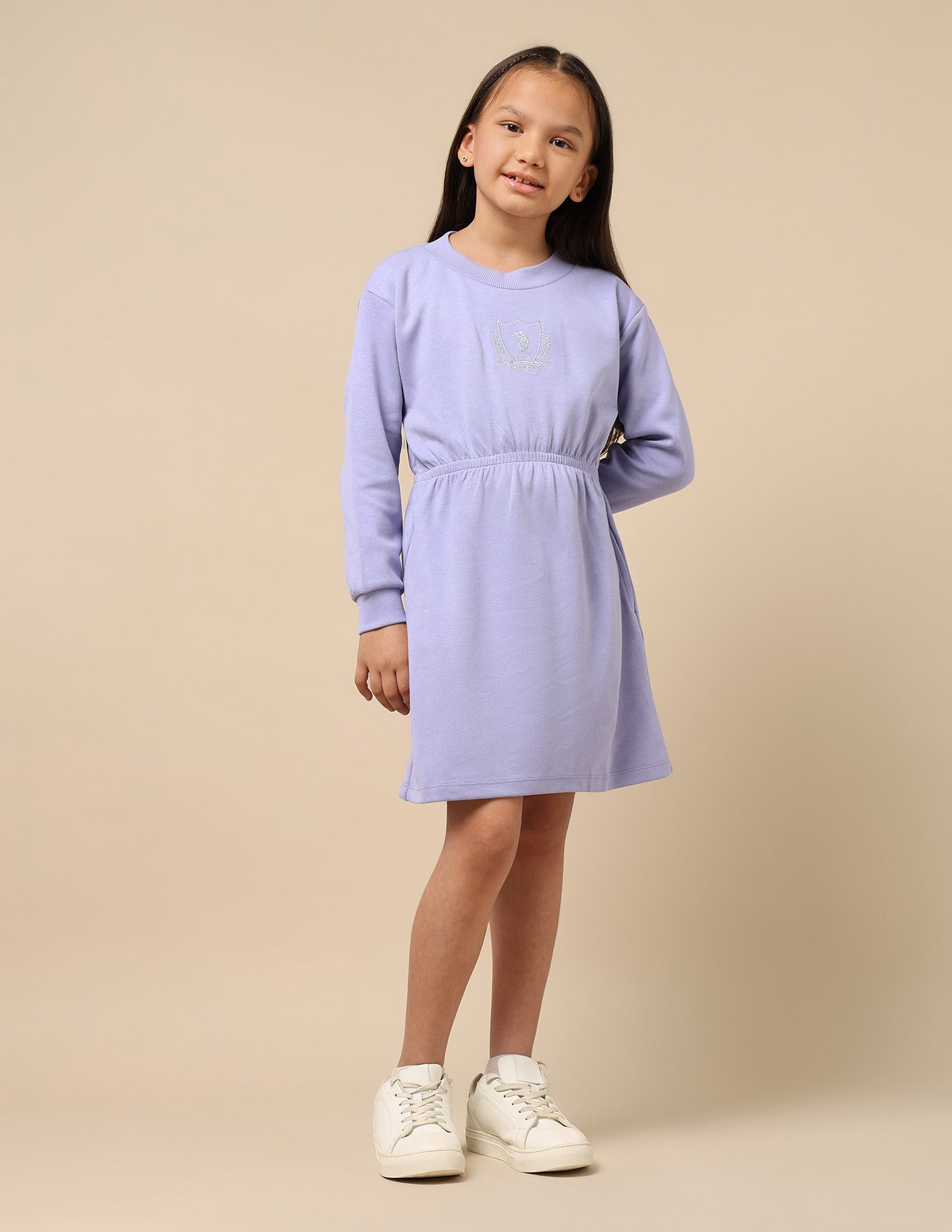 Girls Crew Neck Fit And Flare Dress Light Purple - U.S. POLO ASSN. | Large