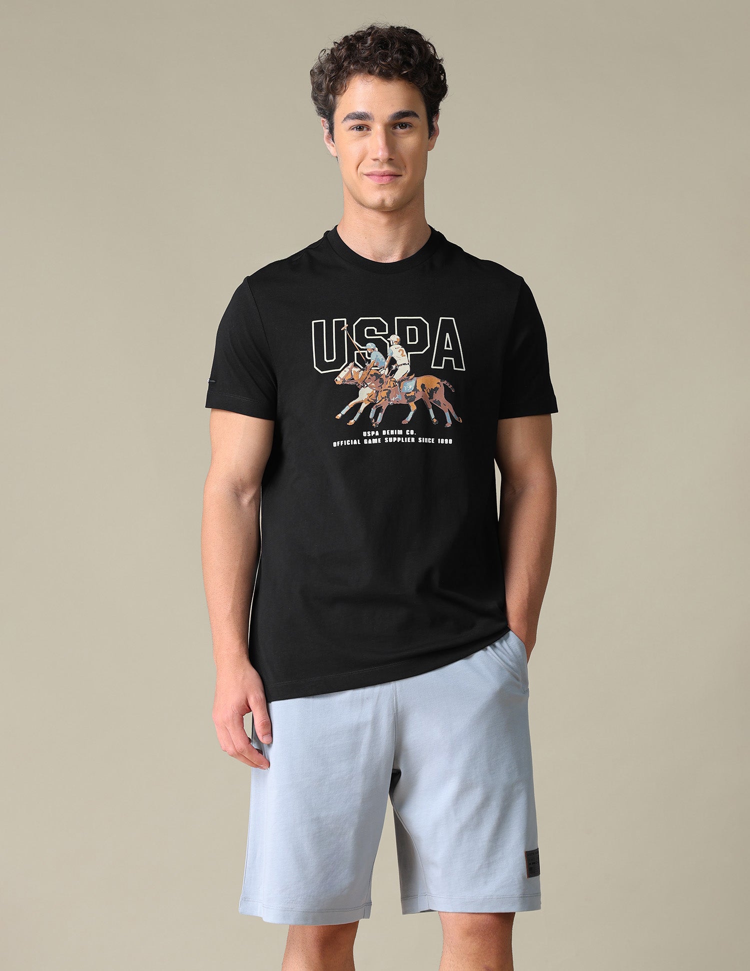 Graphic Printed Slim Fit T-Shirt Black - U.S. Polo Assn. India | Large