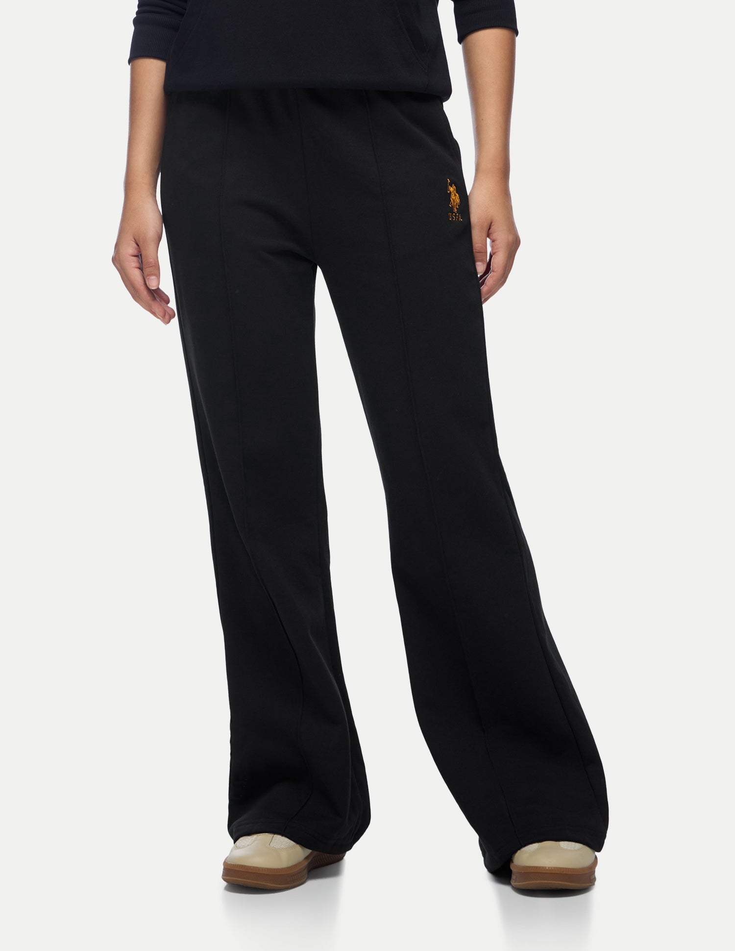 High Rise Fitted Flared Trousers Black - U.S. Polo Assn. India | Large