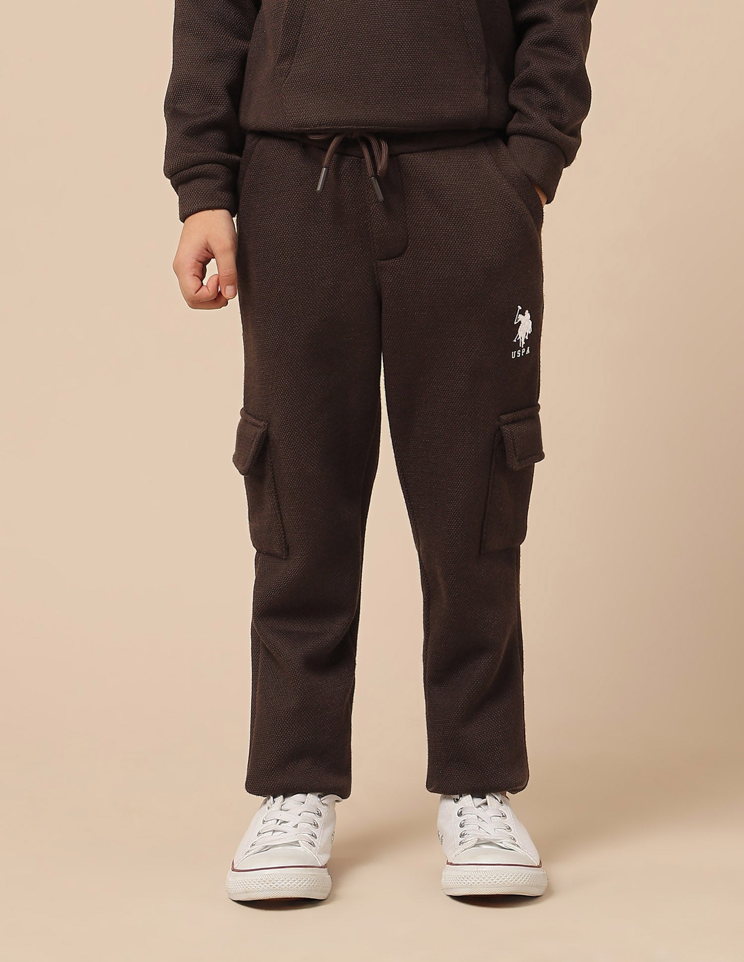 Boys Textured Regular Fit Track Pants Light Brown - U.S. POLO ASSN. | Large