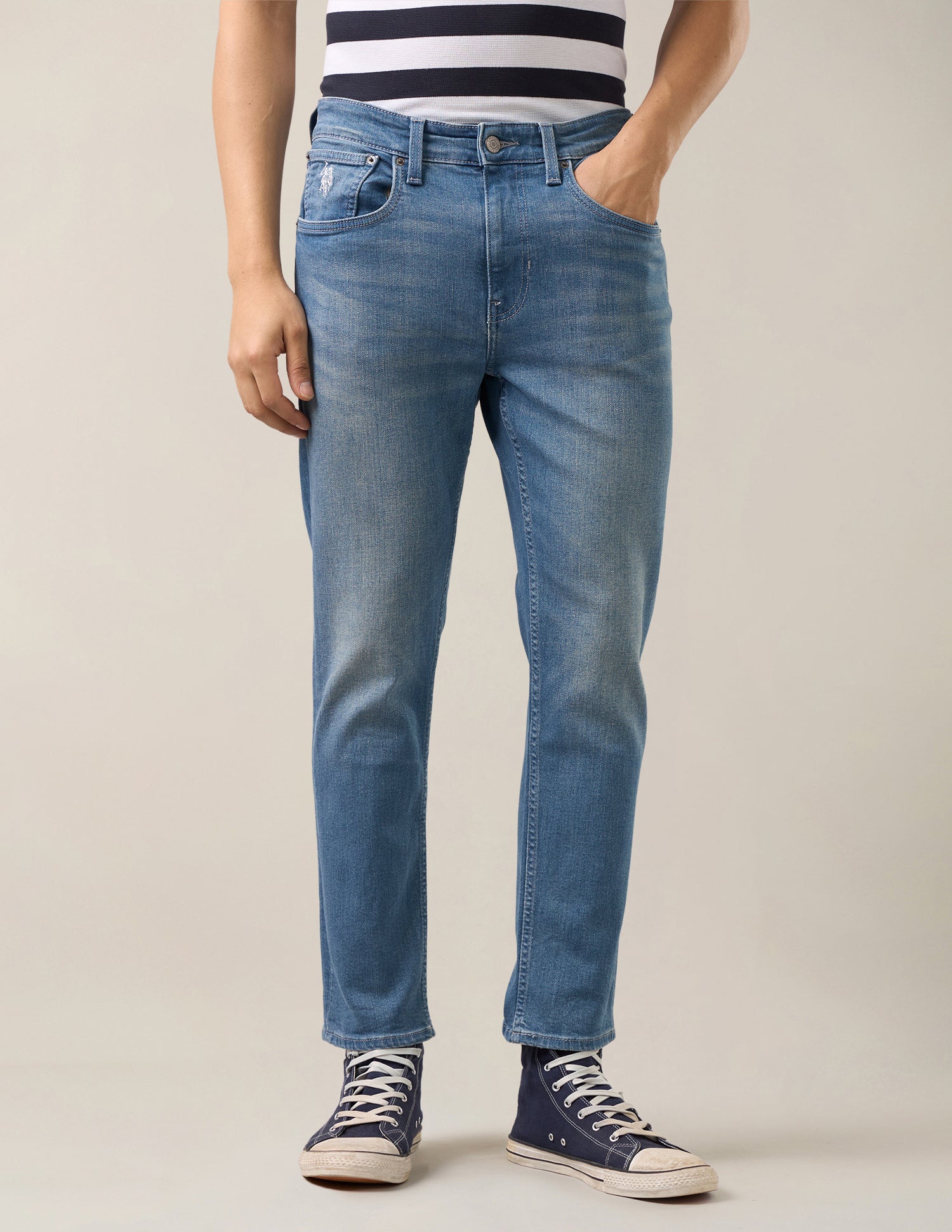 Cole Comfort Cropped Fit Blue Jeans Light Blue - U.S. Polo Assn. India | Large