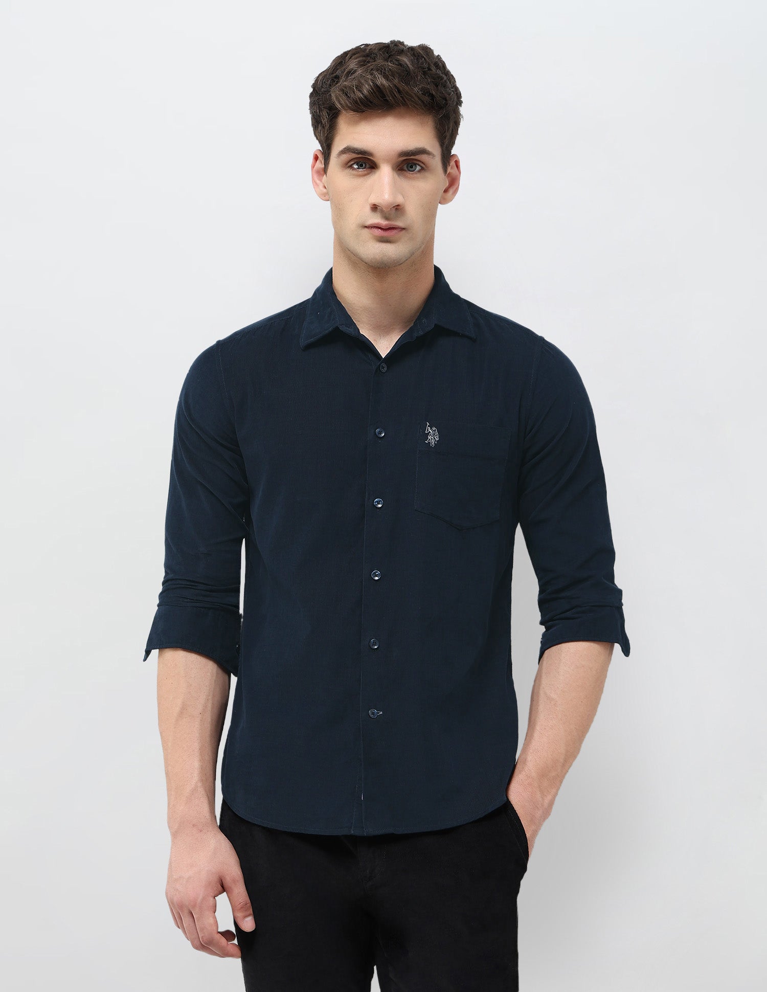 Tailored Fit Corduroy Shirt Navy - U.S. POLO ASSN. | Large