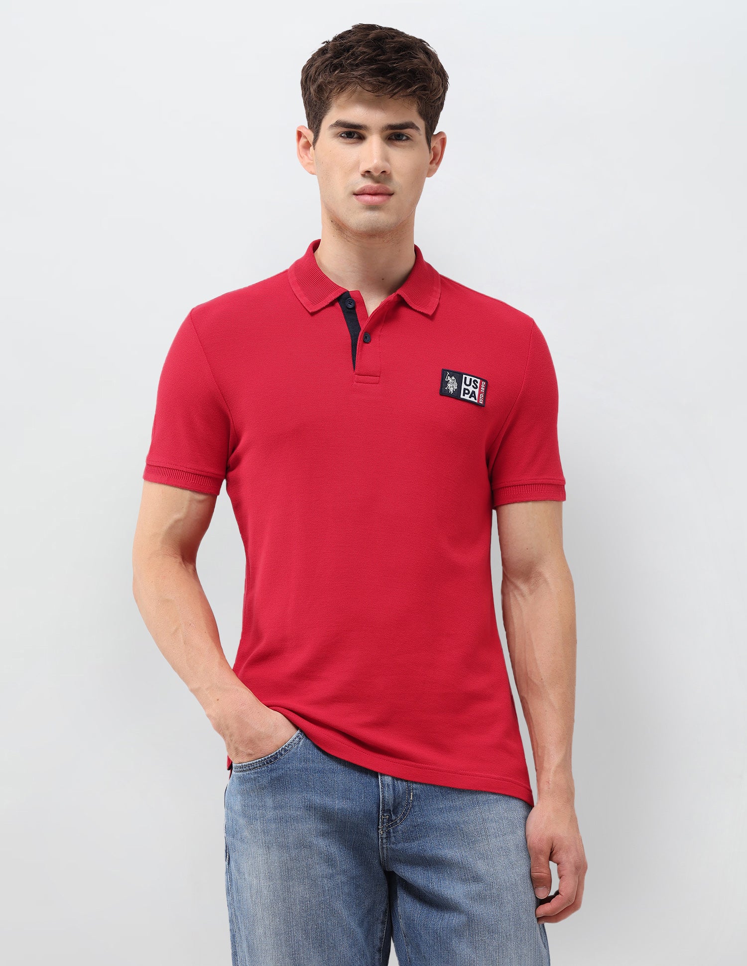 Solid Muscle Fit Polo Shirt Red - U.S. Polo Assn. India | Large