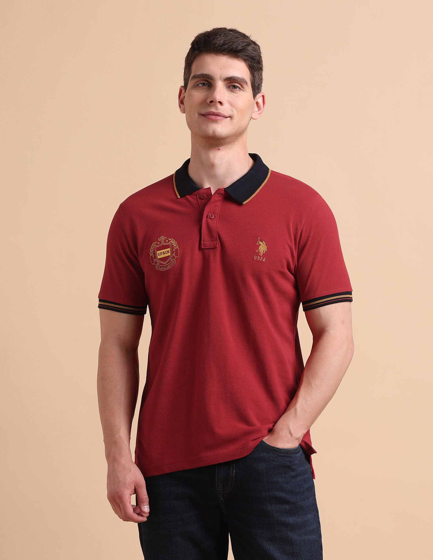 Slim Fit Iconic Number Polo Shirt Maroon - U.S. POLO ASSN. | Large