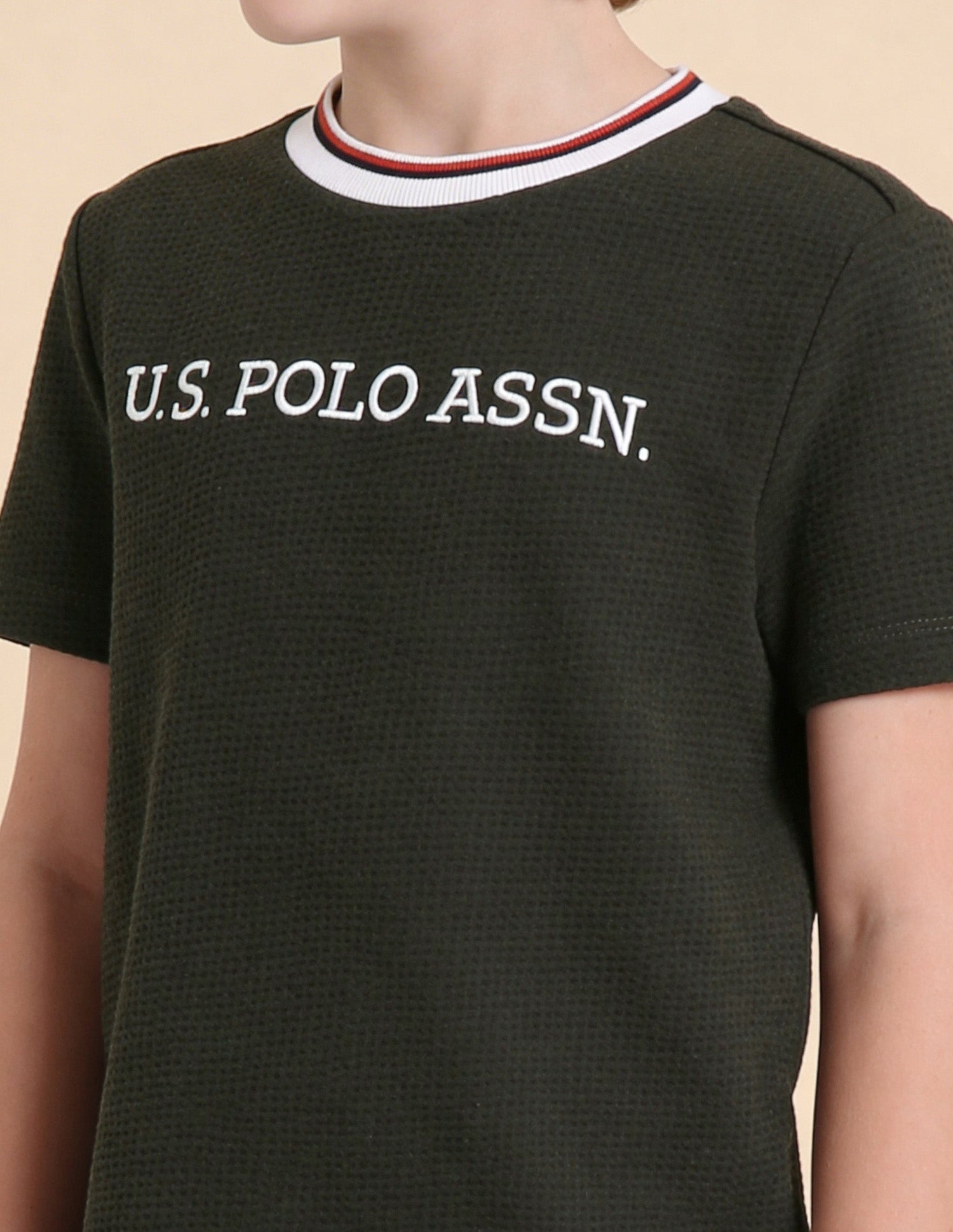 Self Design Brand Embroidered Regular Fit T-Shirt Dark Green - U.S. Polo Assn. India | Large