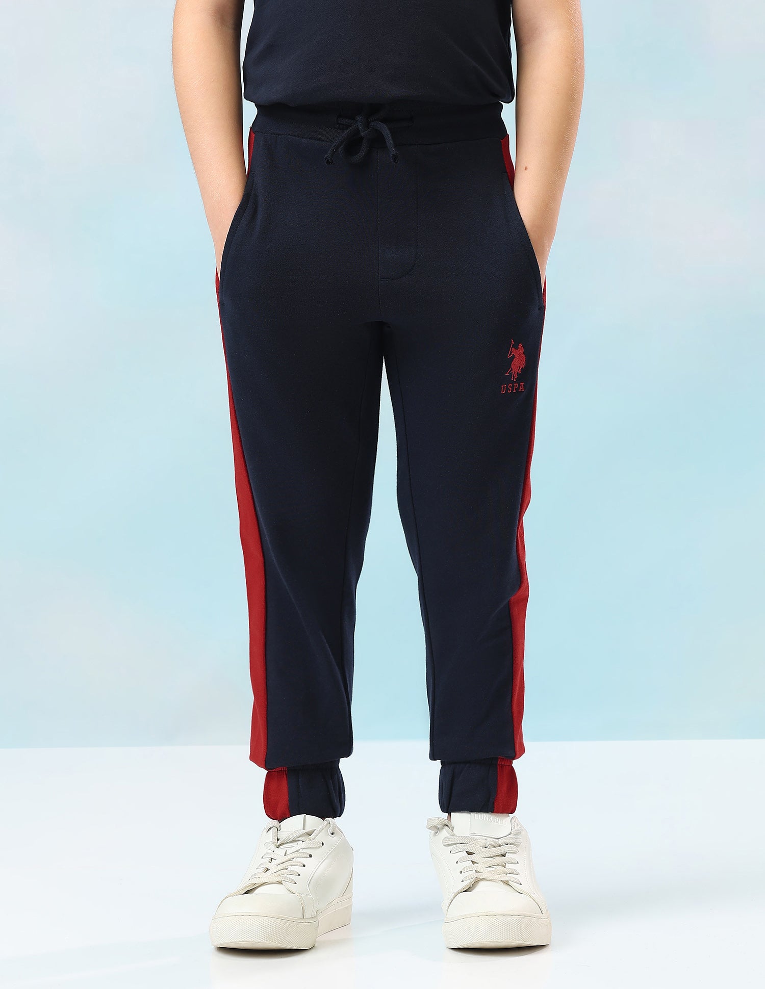 Solid Mid Rise Joggers Navy - U.S. Polo Assn. India | Large