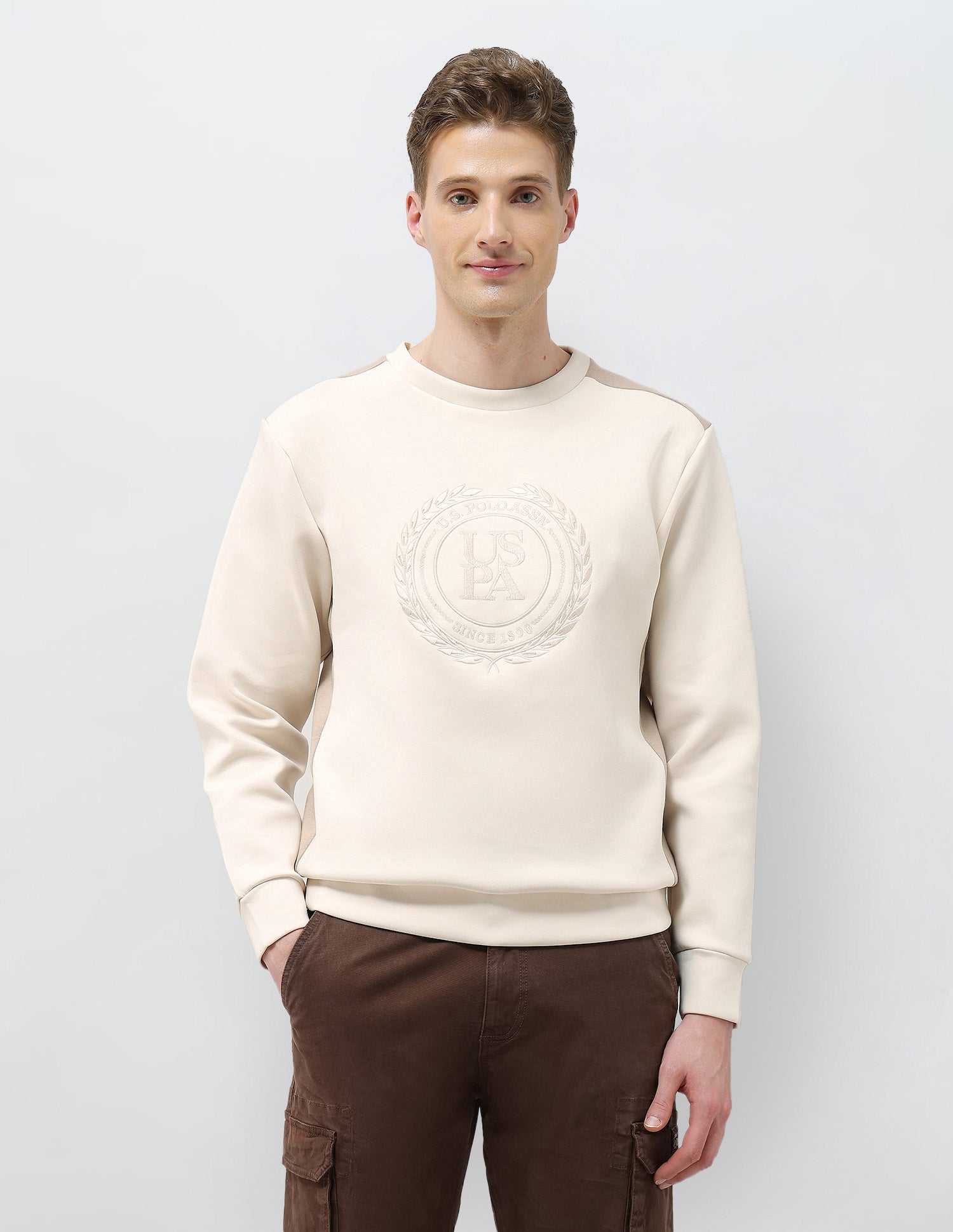 Brand Embroidered Regular Fit Sweatshirt Off White - U.S. POLO ASSN. | Large