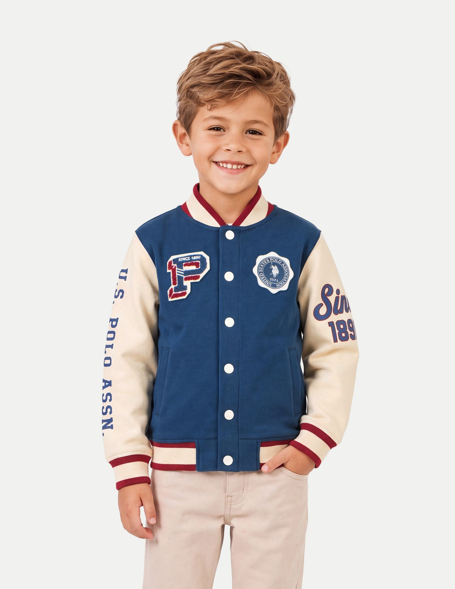 Appliqued Brand Regular Fit Varsity Jacket Navy - U.S. Polo Assn. India | Large