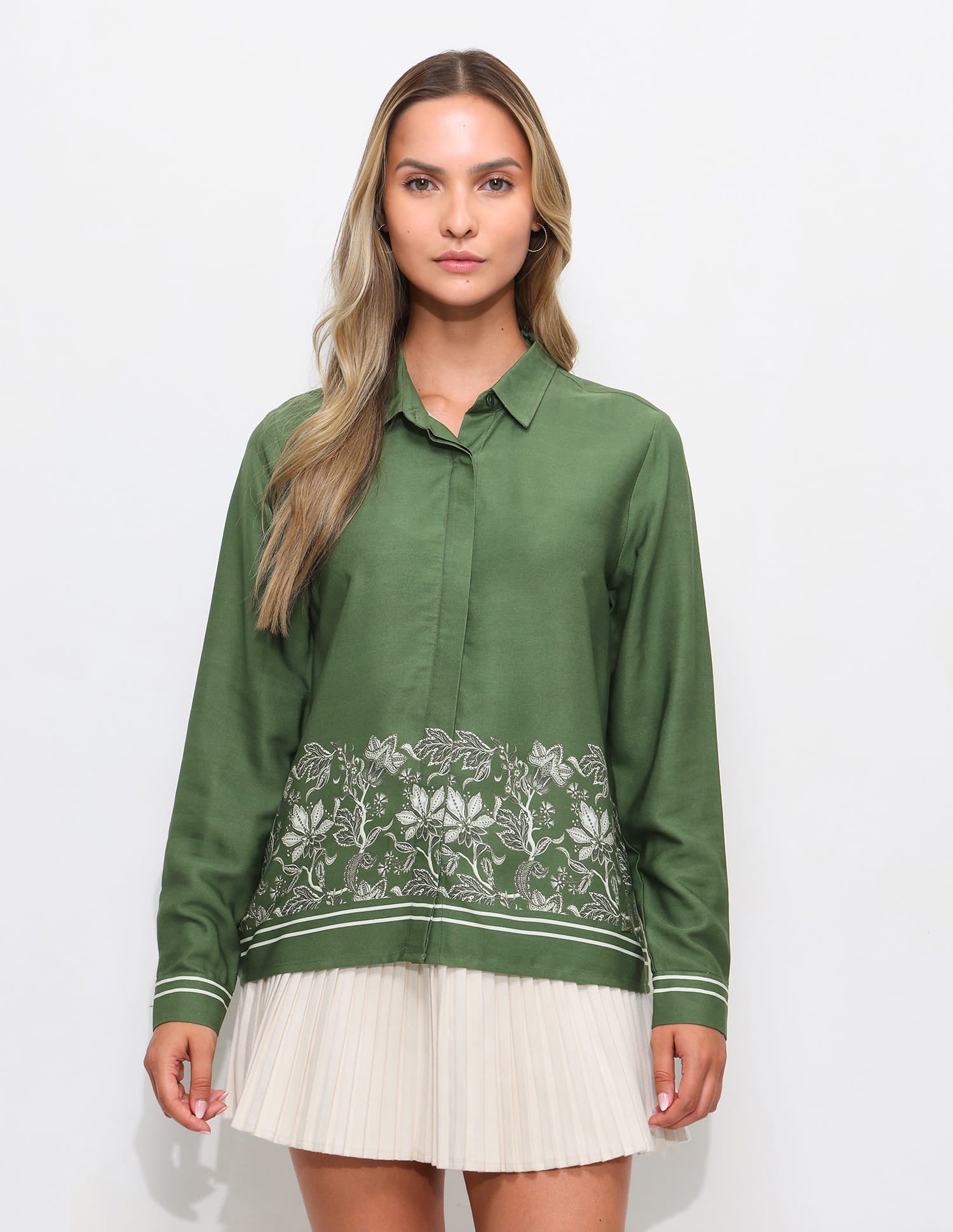 Floral Printed Relaxed Fit Shirt Green - U.S. Polo Assn. India | Large