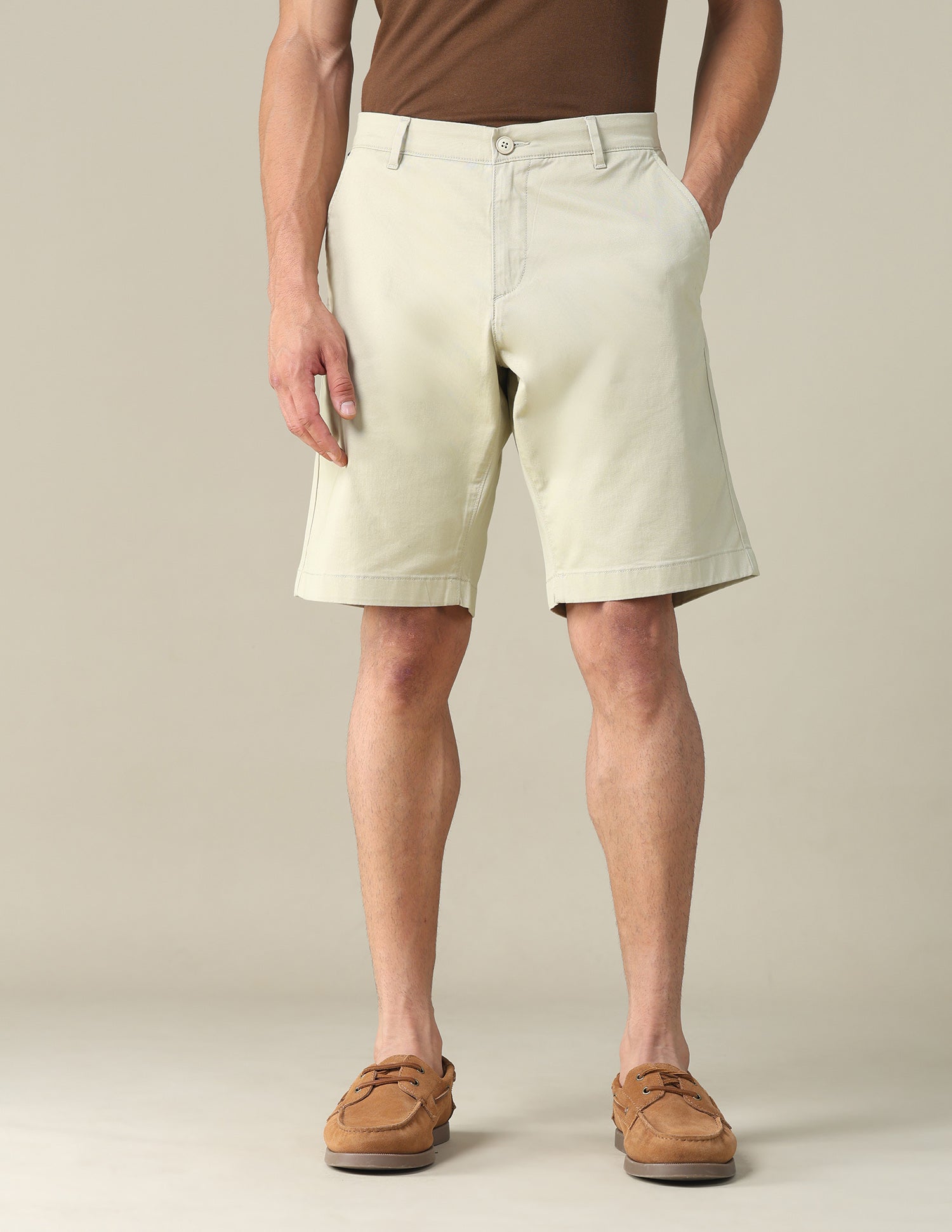 Solid Slim Fit Shorts Beige - U.S. POLO ASSN. | Large