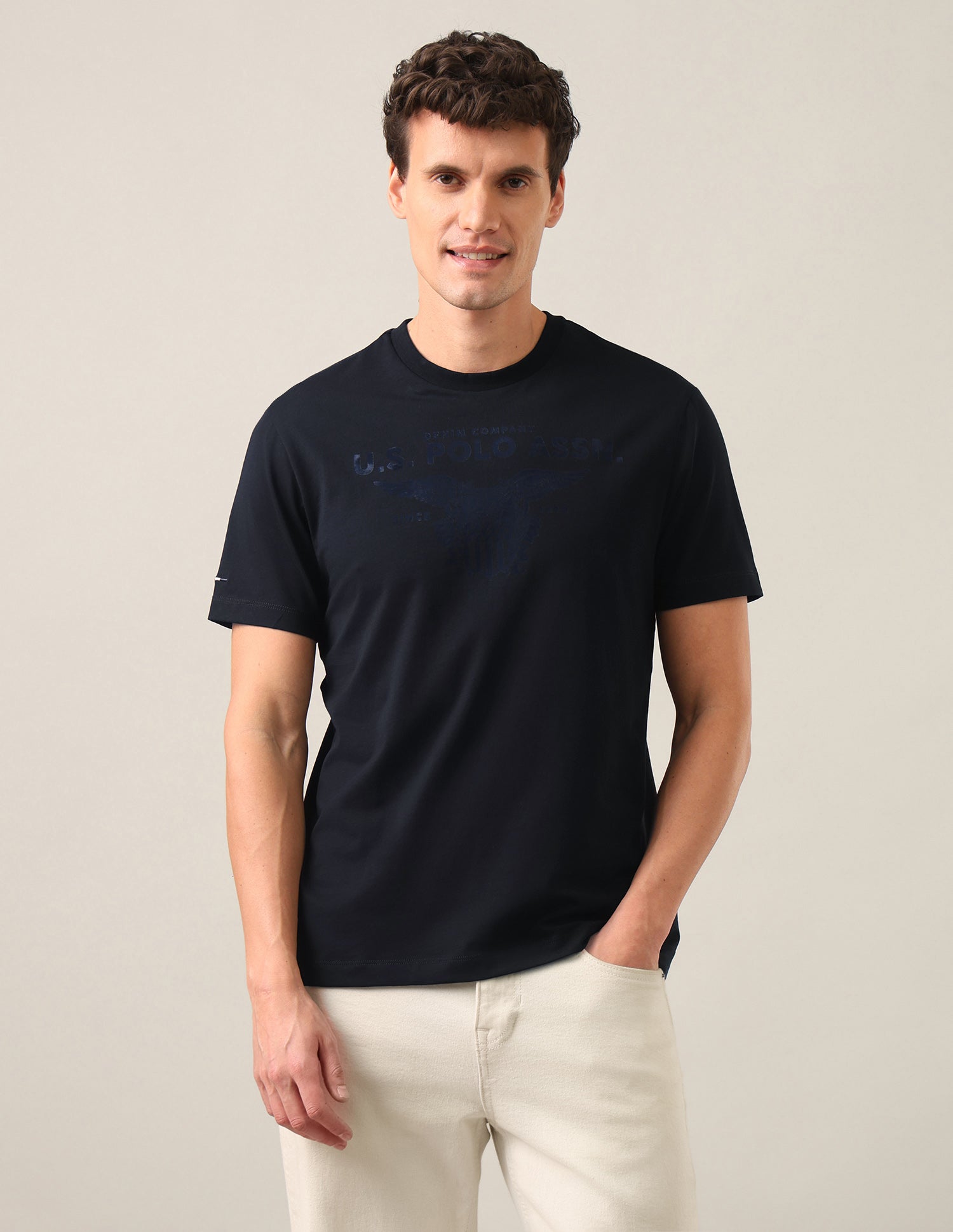 Graphic Brand Printed Slim Fit T-Shirt Navy - U.S. Polo Assn. India | Large