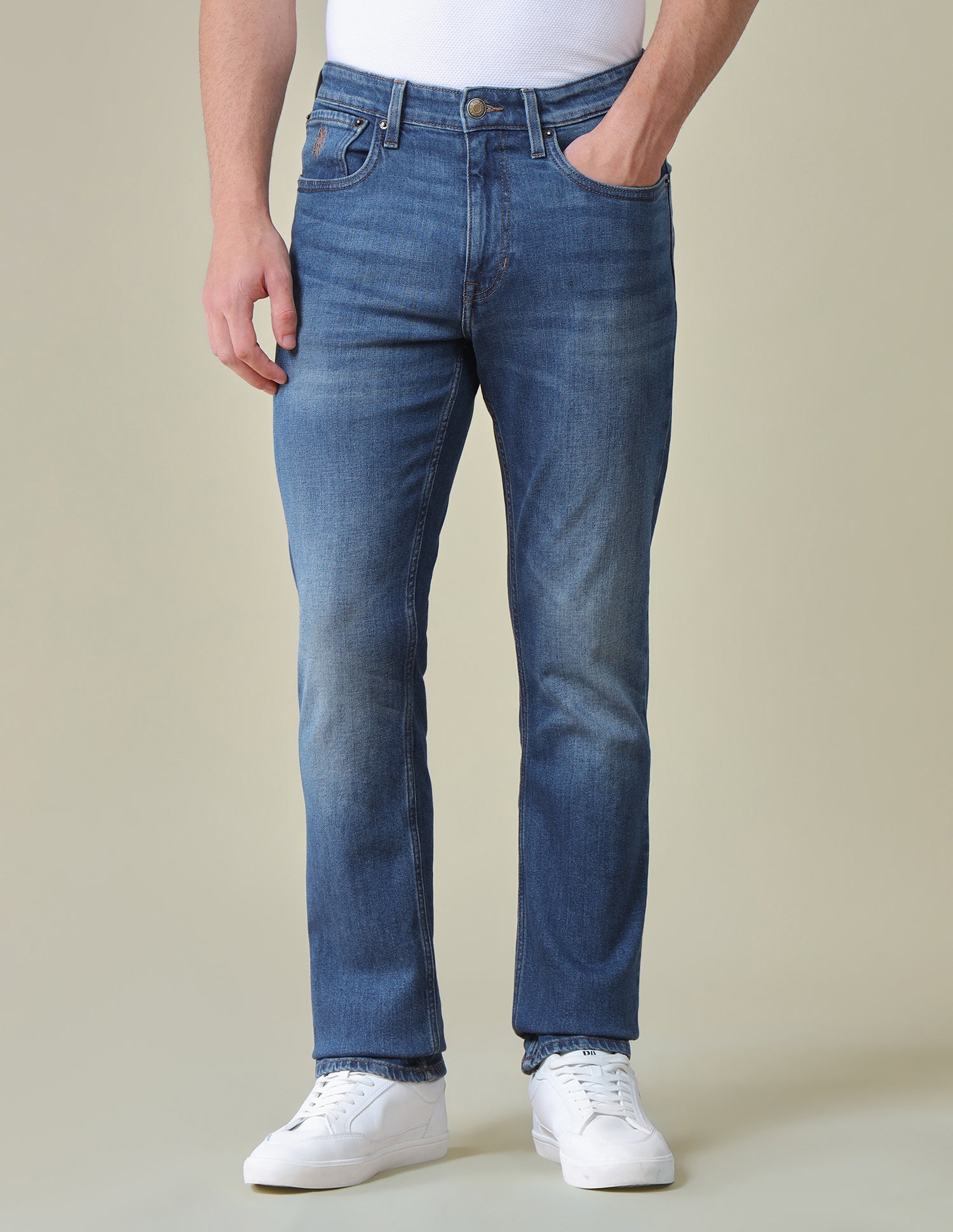 Harold Slim Straight Fit Blue Jeans Mid Blue - U.S. Polo Assn. India | Large
