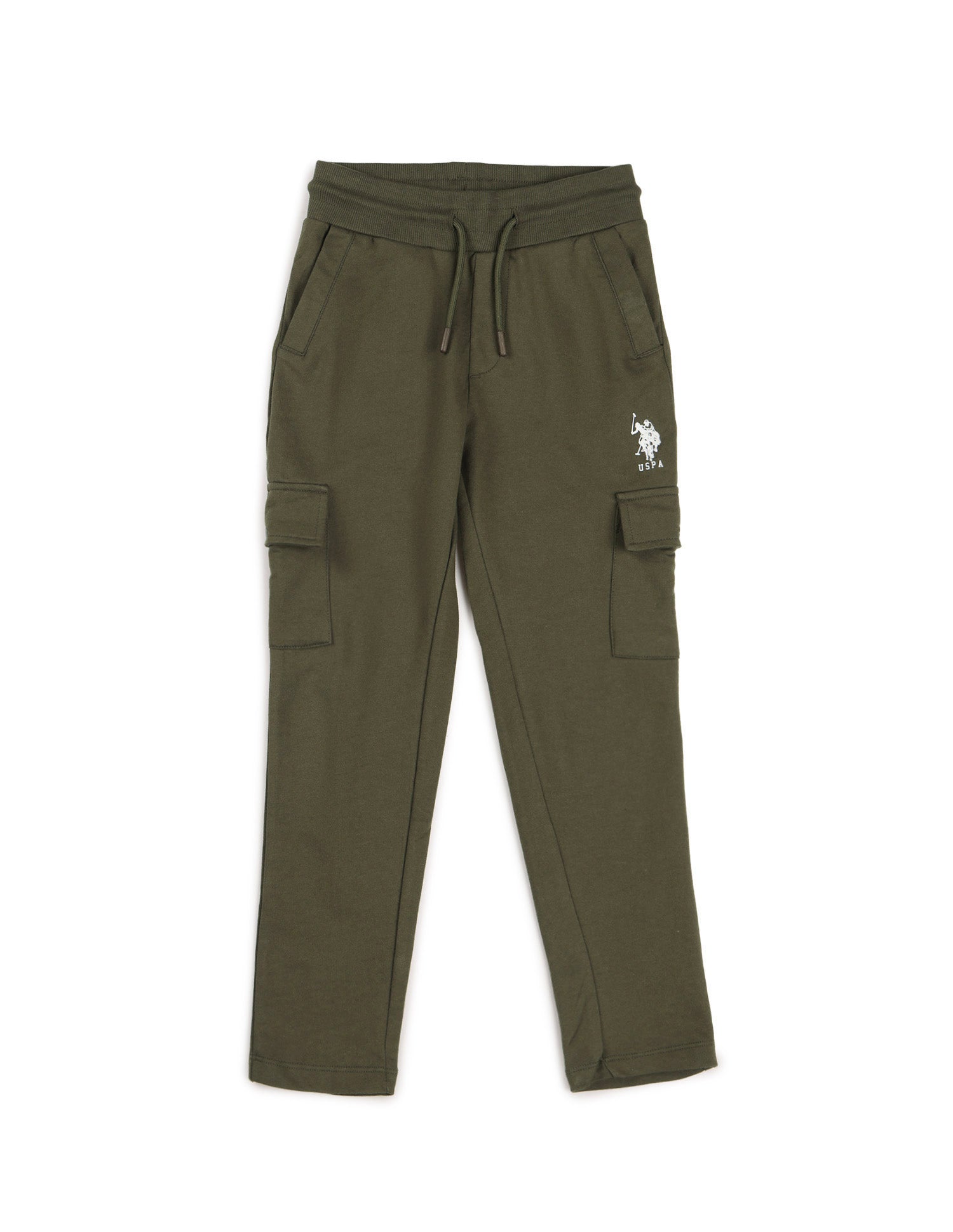 Boys Solid Pure Cotton Track Pants Olive - U.S. POLO ASSN. | Large