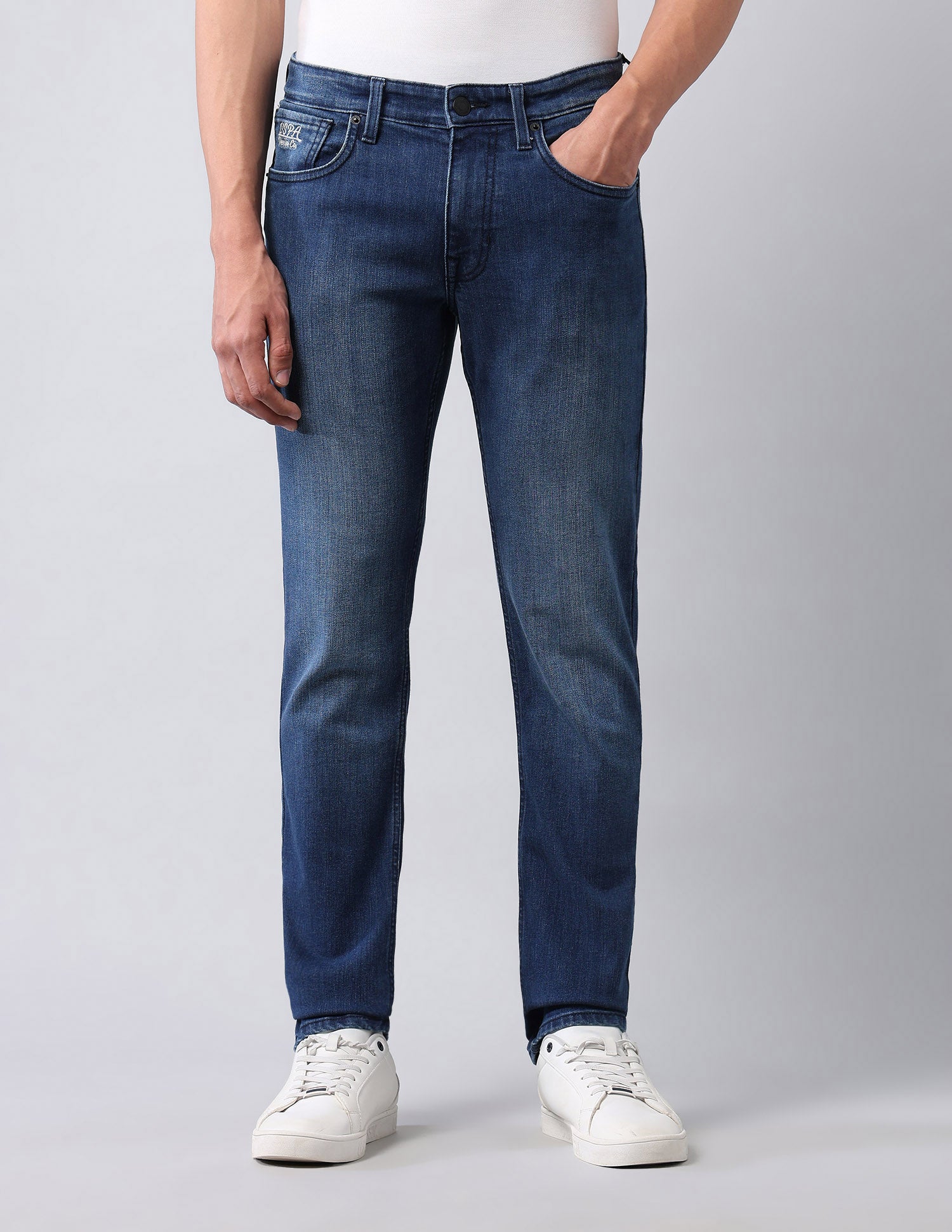 Brandon Slim Tapered Fit Blue Jeans Med Blue - U.S. POLO ASSN. | Large