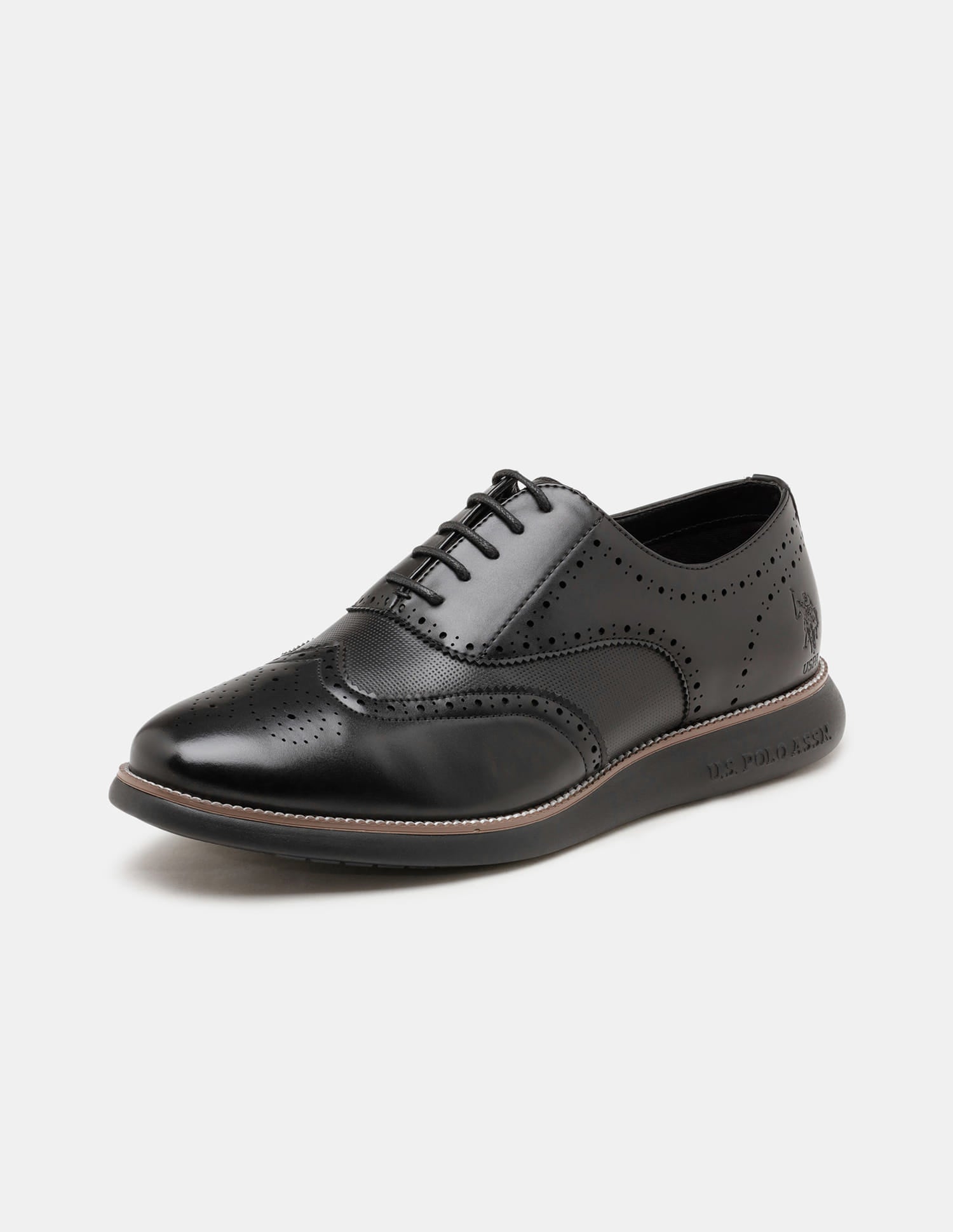 Round Toe Wingtip Marco 2.0 Brogues Black - U.S. Polo Assn. India | Large