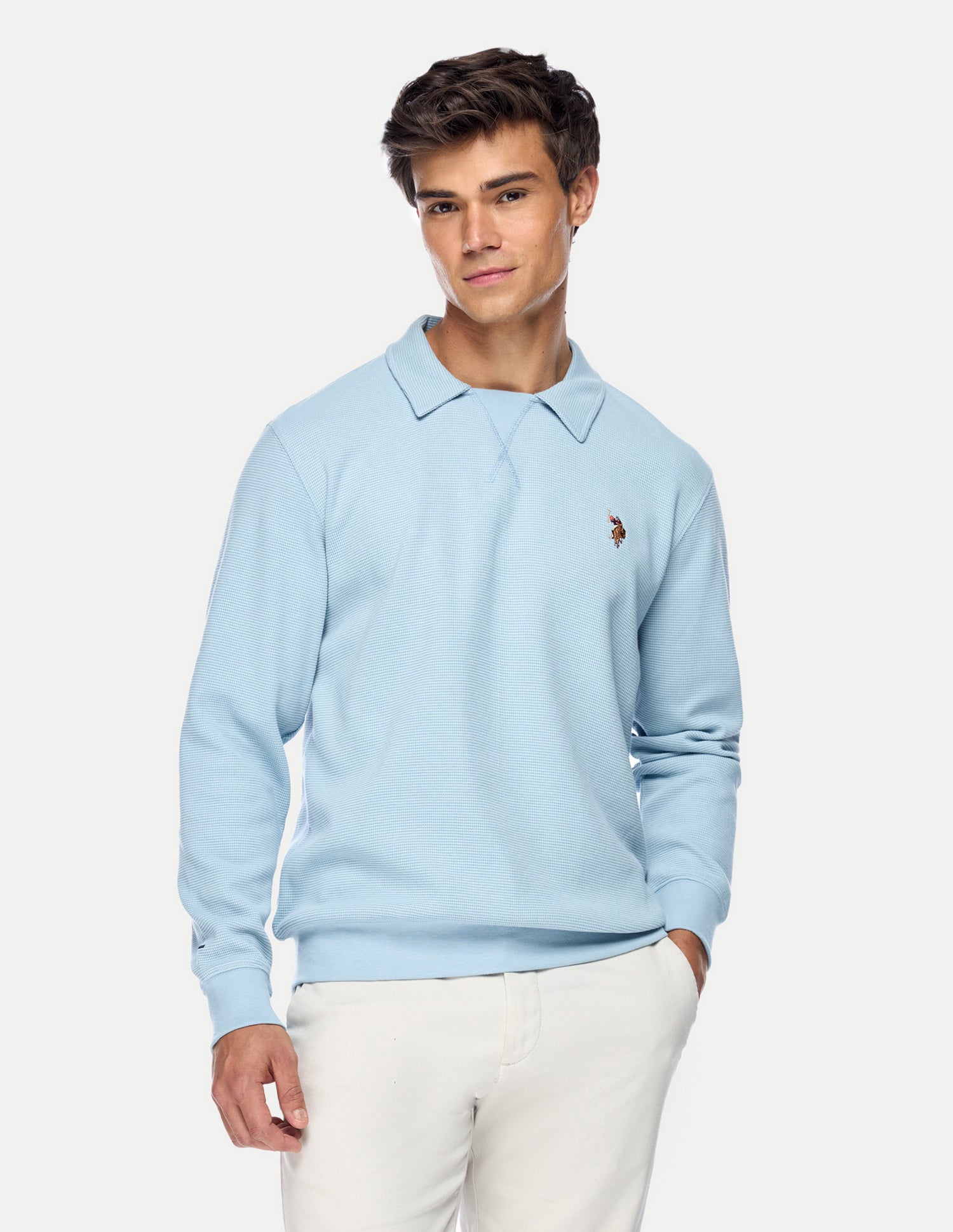 Solid Relaxed Fit Sweatshirt Light Blue - U.S. Polo Assn. India | Large