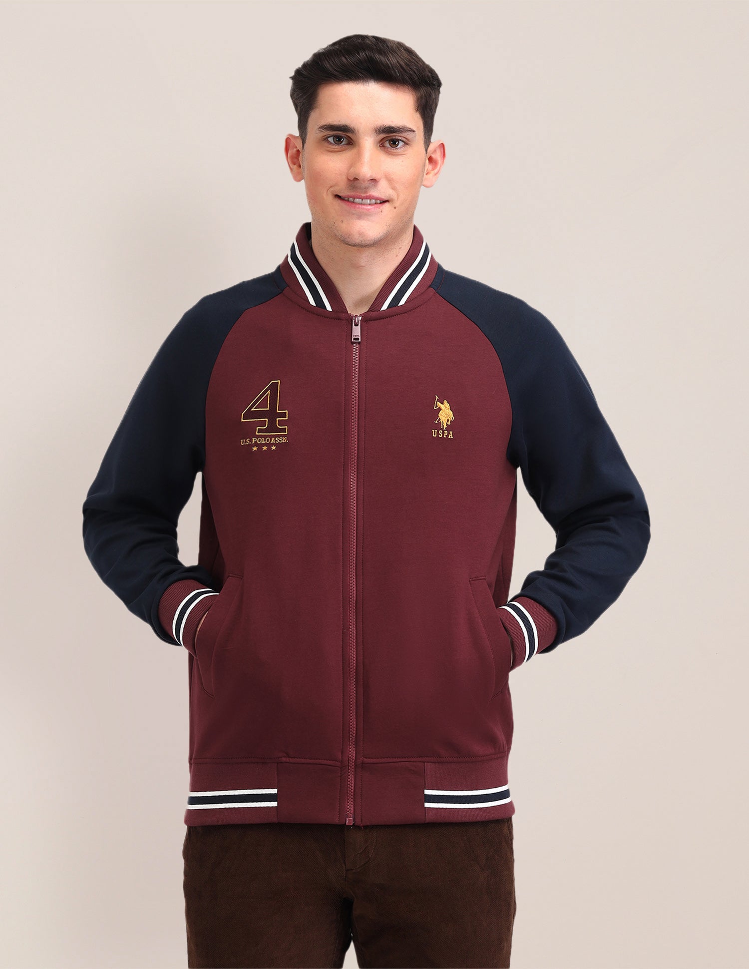 Colour Blocked Regular Fit Sweatshirt Maroon - U.S. POLO ASSN. | Large