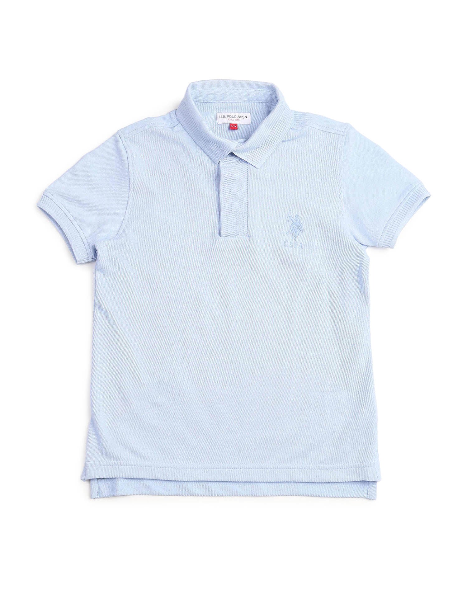 Boys Regular Fit Solid Polo Shirt Light Blue - U.S. POLO ASSN. | Large