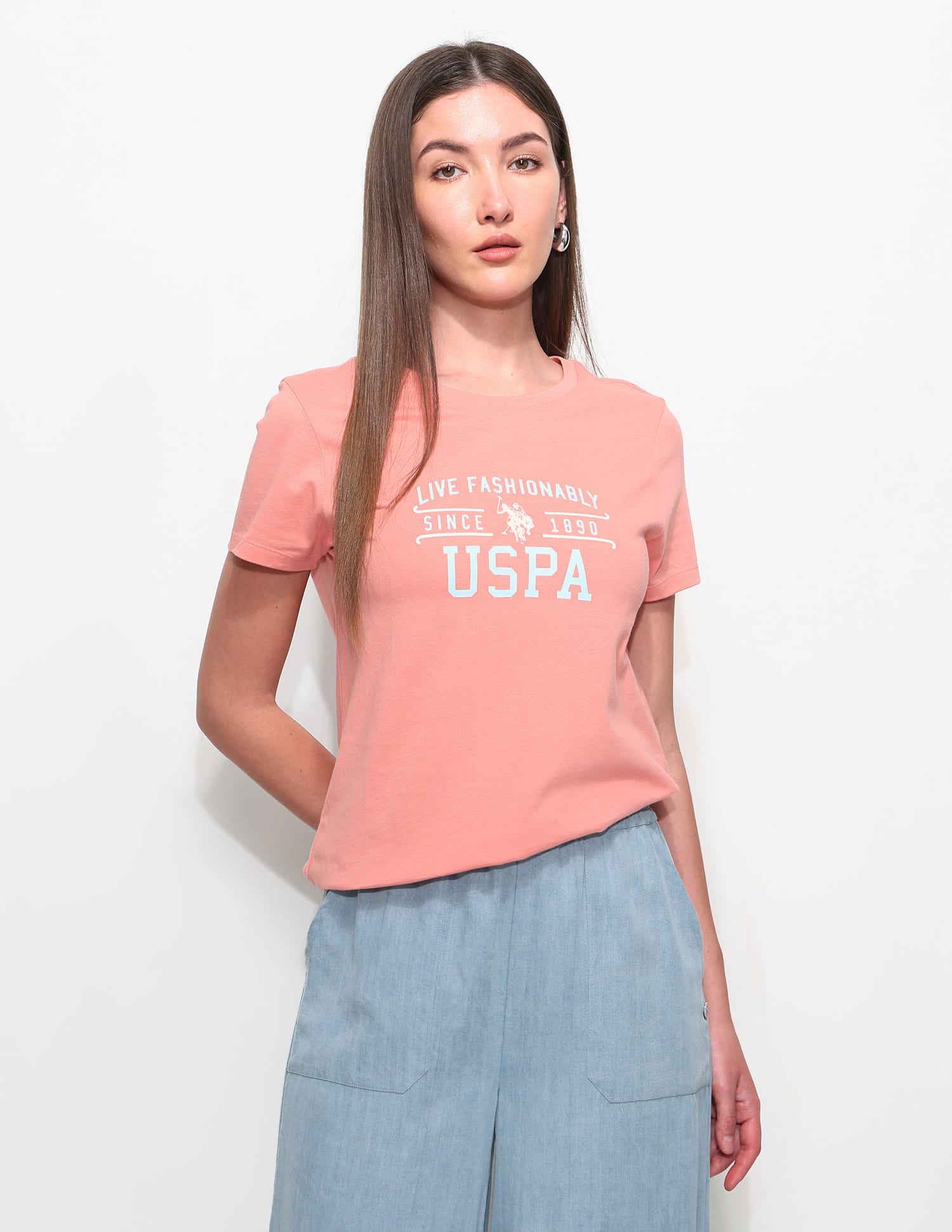 Regular Fit Brand Printed T-Shirt Pink - U.S. Polo Assn. India | Large