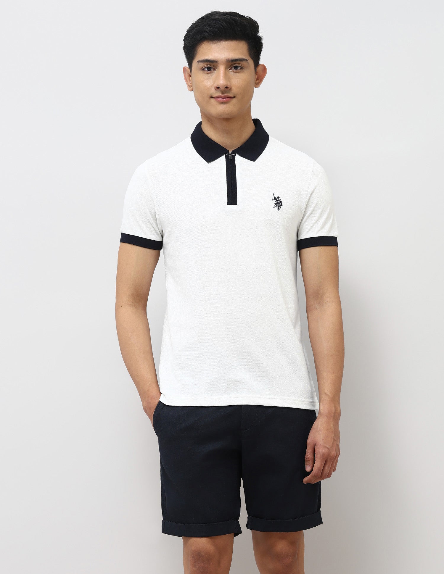 Pure Cotton Muscle Fit Polo Shirt Ivory - U.S. Polo Assn. India | Large