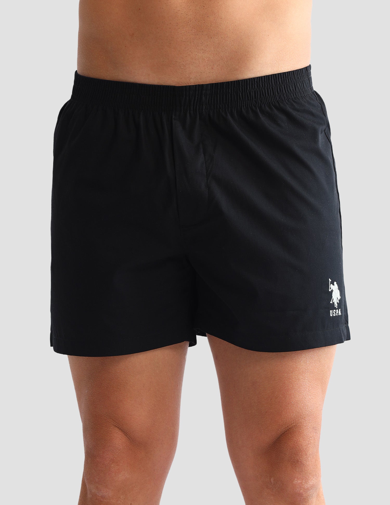 Solid Cotton OEX07 Boxers - Pack Of 1 Black - U.S. POLO ASSN. | Large