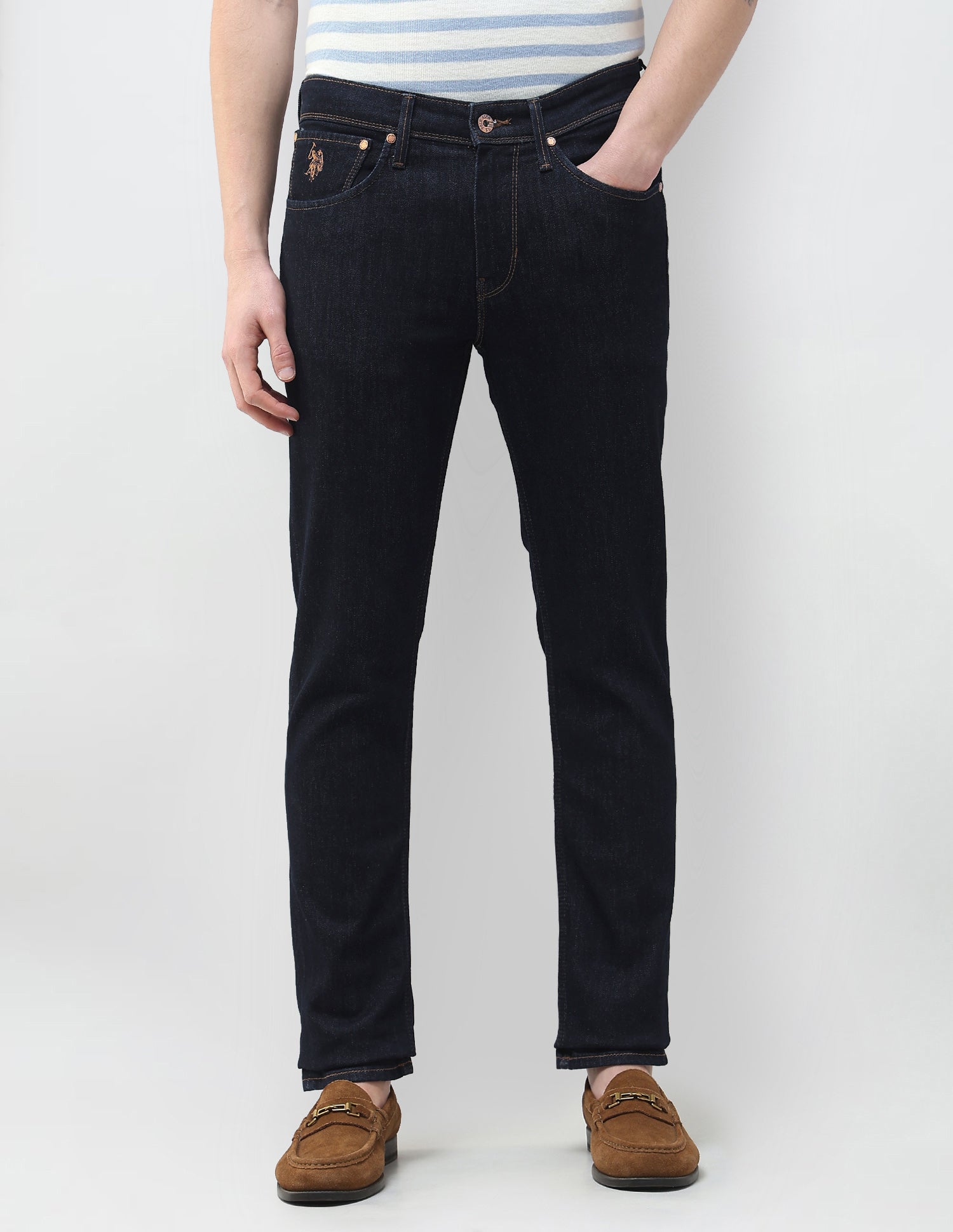 Brandon Slim Tapered Fit Rinsed Jeans Dark Blue - U.S. Polo Assn. India | Large