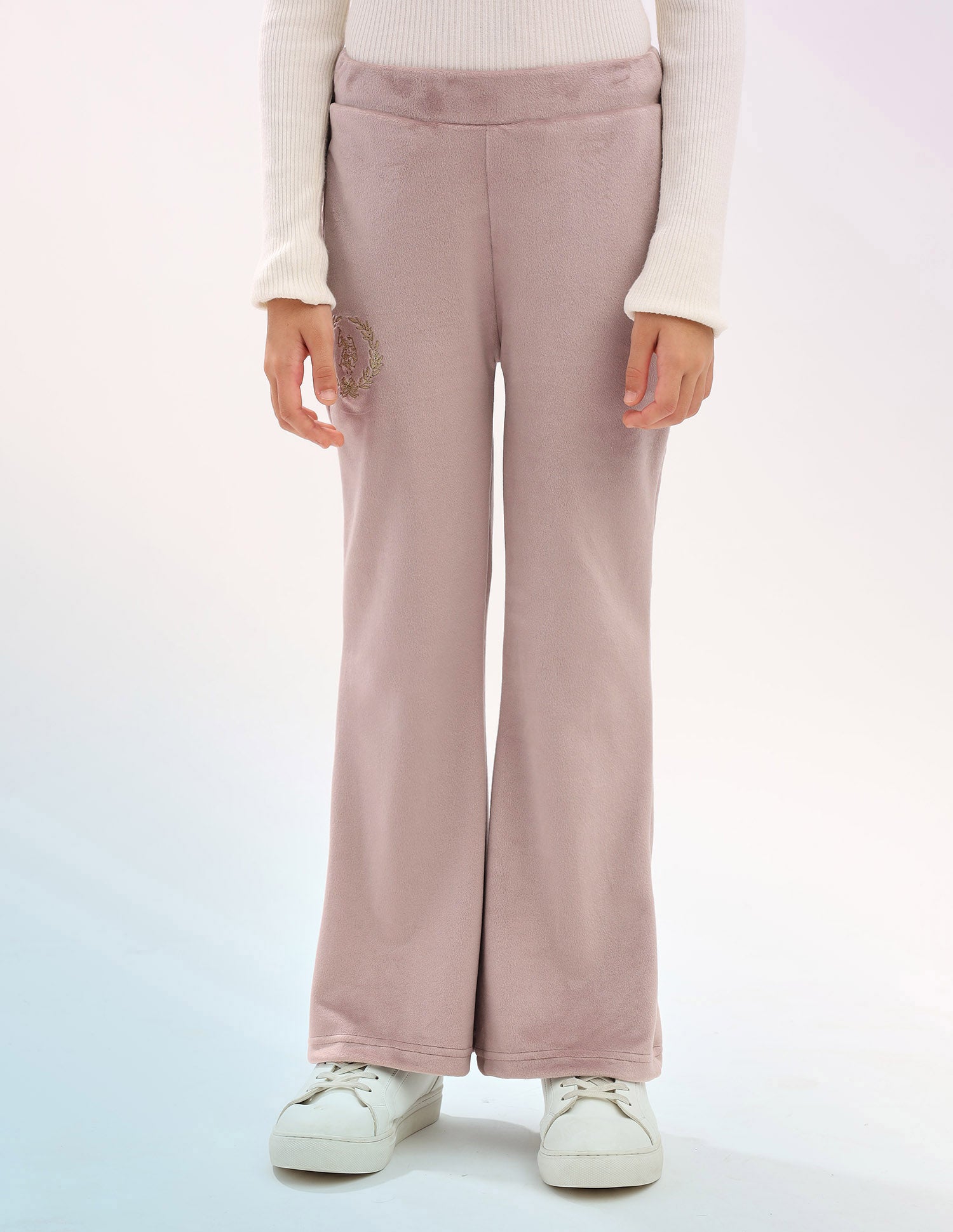 Girls Solid Regular Fit Flared Track Pants Pink - U.S. POLO ASSN. | Large