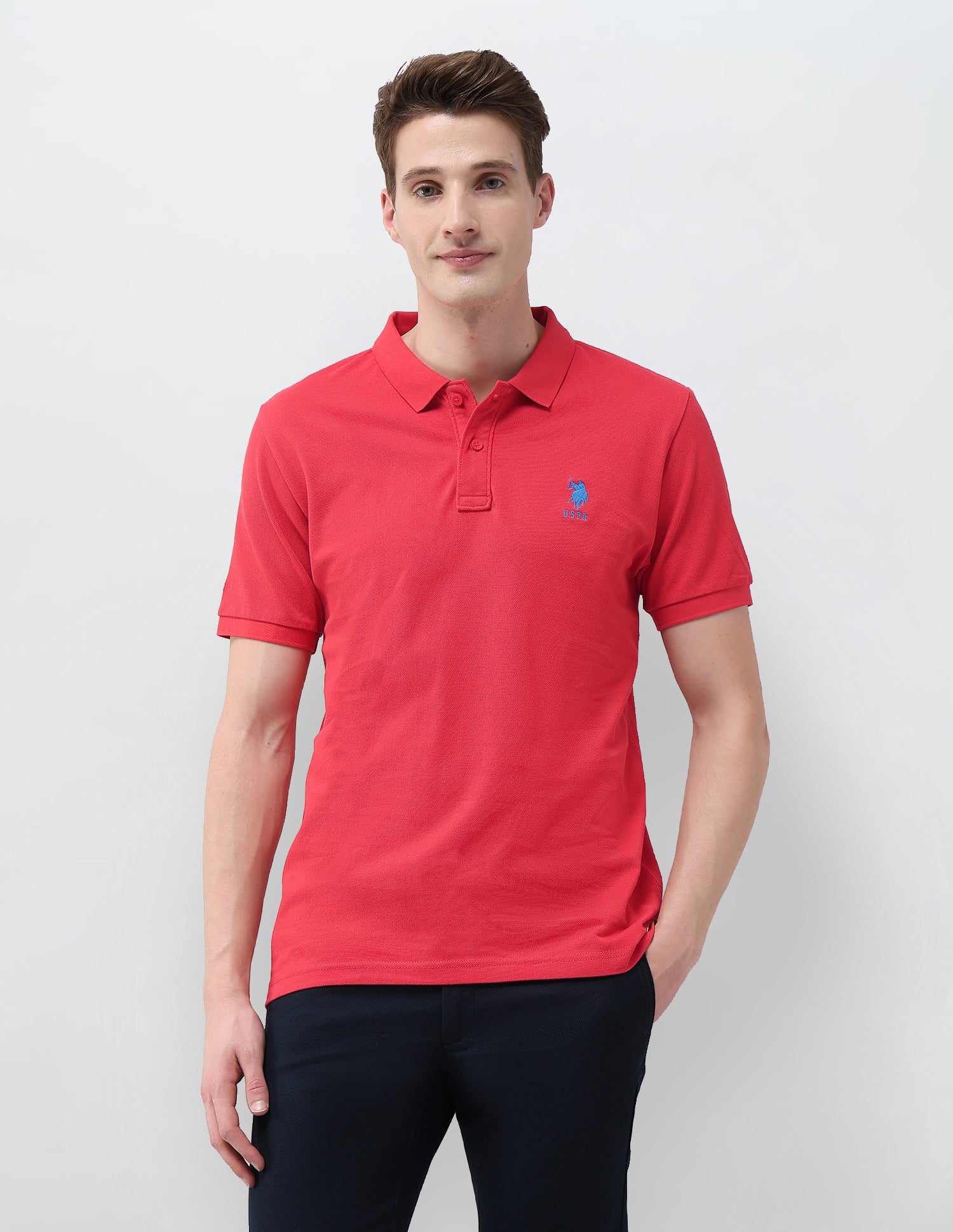 Solid Slim Fit Polo Shirt Dark Orange - U.S. Polo Assn. India | Large