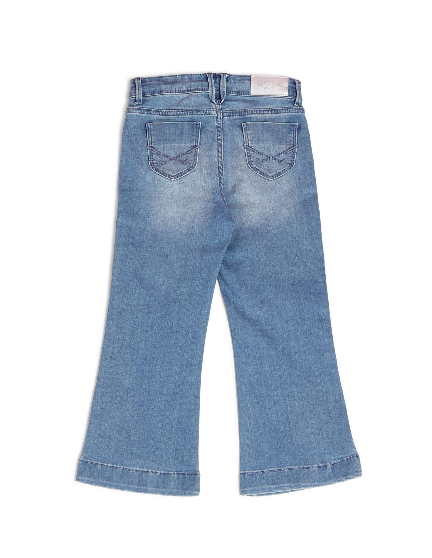 Girls Mid Rise Flared Fit Jeans Light Blue - U.S. POLO ASSN. | Large