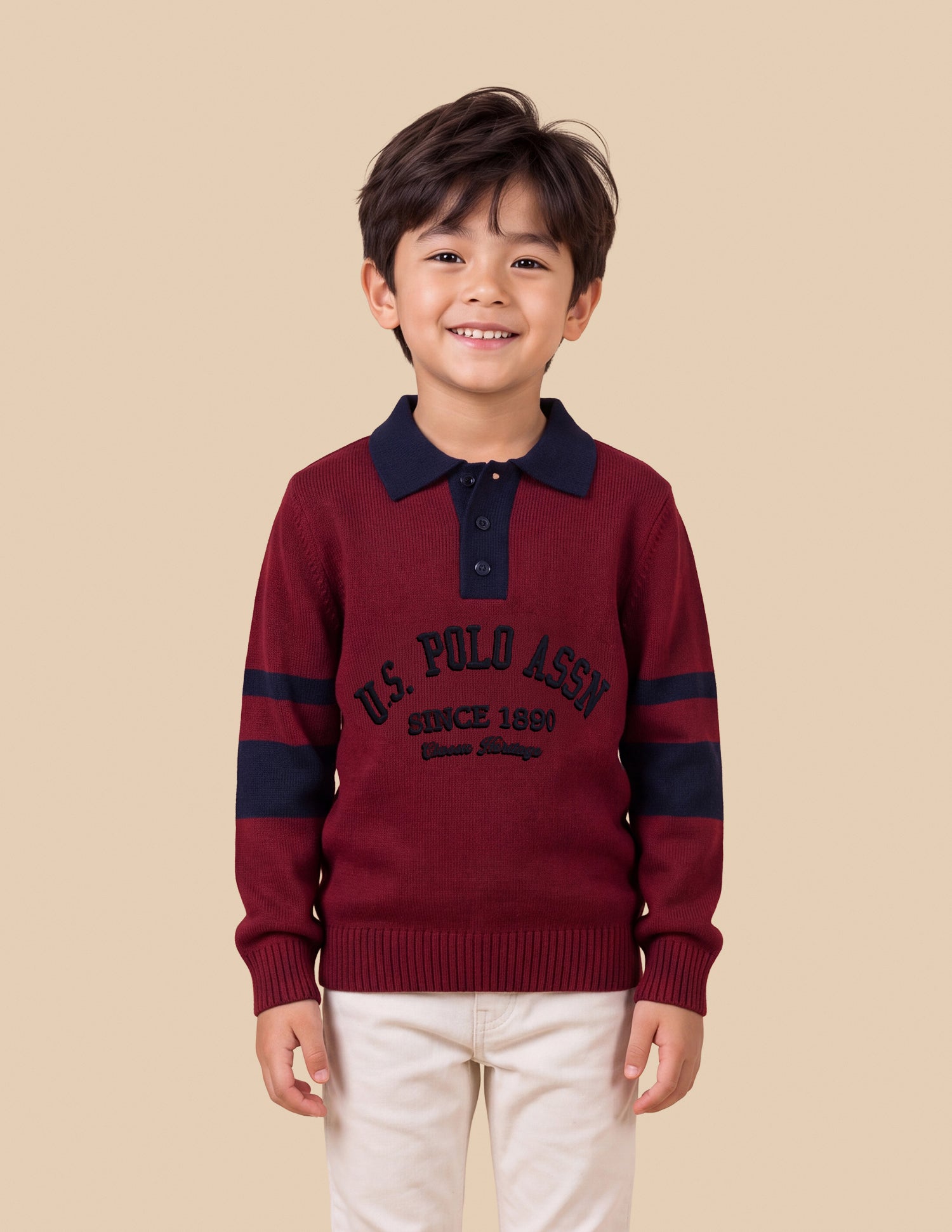 Brand Embroidered Regular Fit Sweater Maroon - U.S. Polo Assn. India | Large