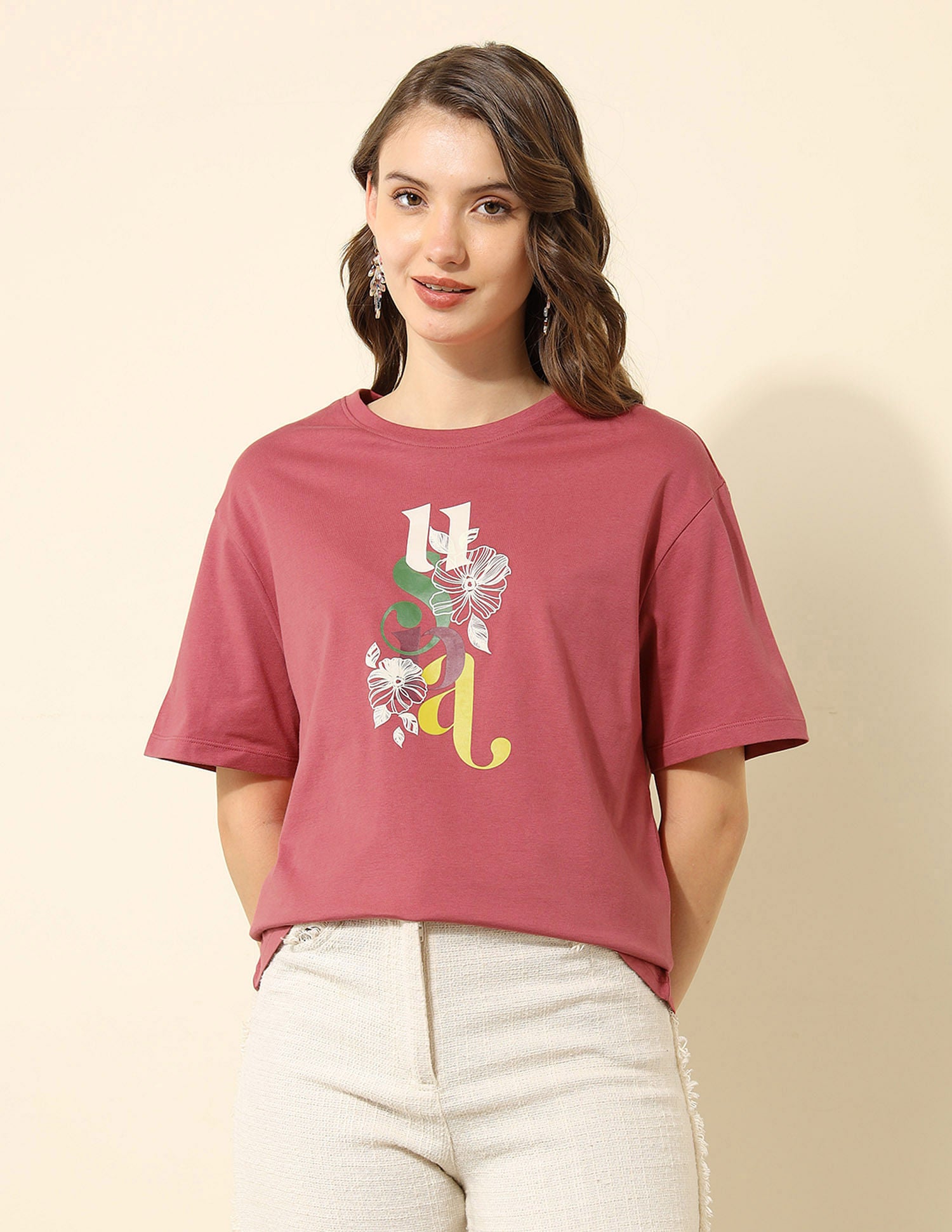 Boyfriend Fit Brand Printed T-Shirt Pink - U.S. Polo Assn. India | Large