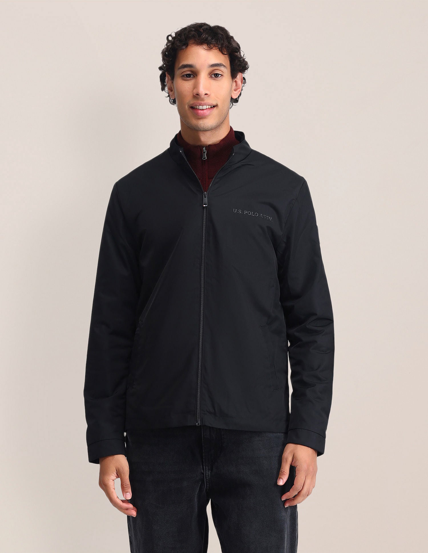 Regular Fit Solid Casual Jacket Black - U.S. POLO ASSN. | Large