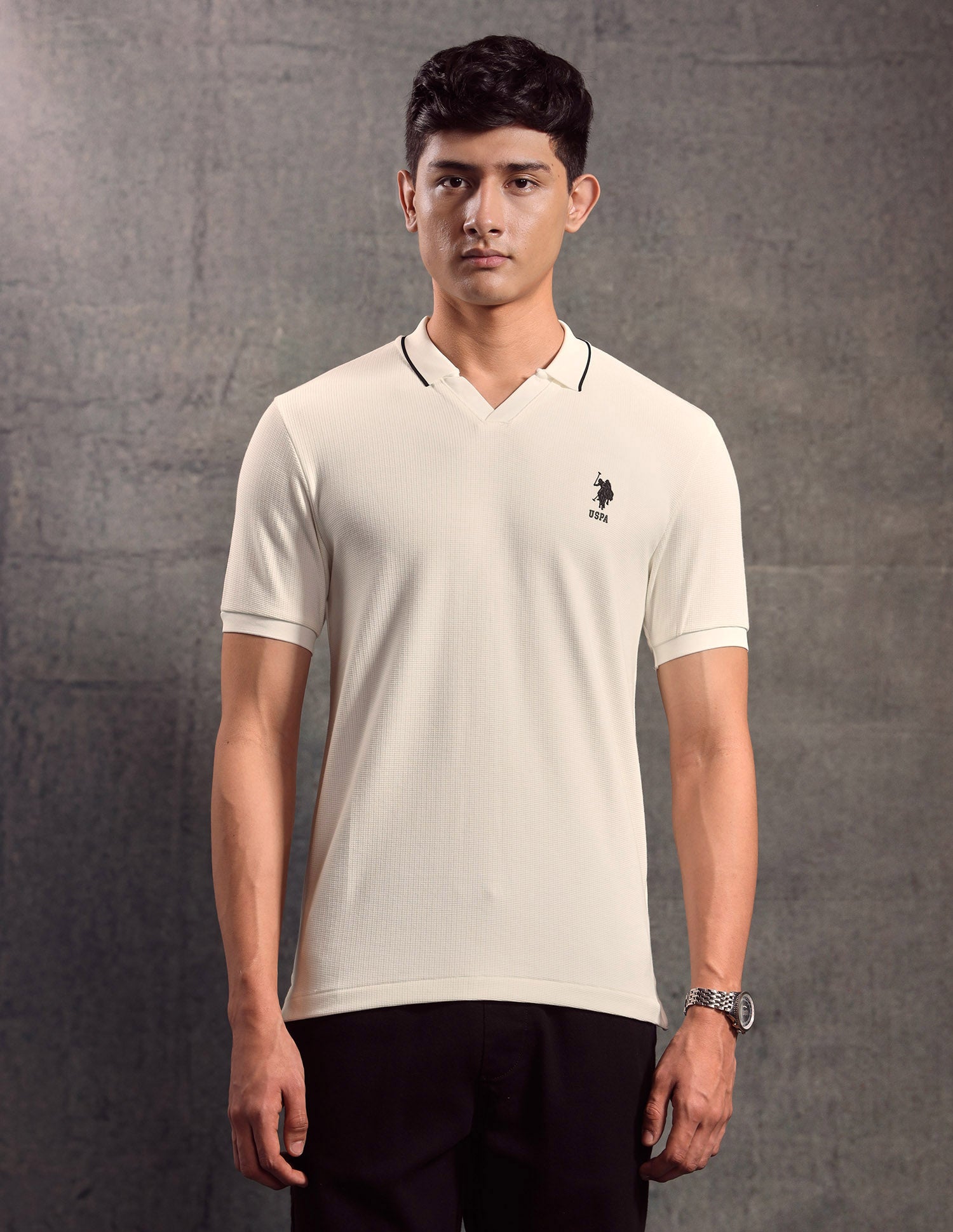 Textured Regular Fit Polo shirt Off White - U.S. POLO ASSN. | Large