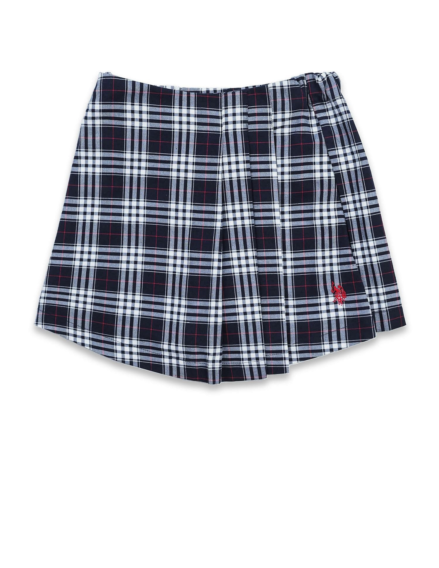 Girls Tartan Checked Skorts Navy - U.S. POLO ASSN. | Large