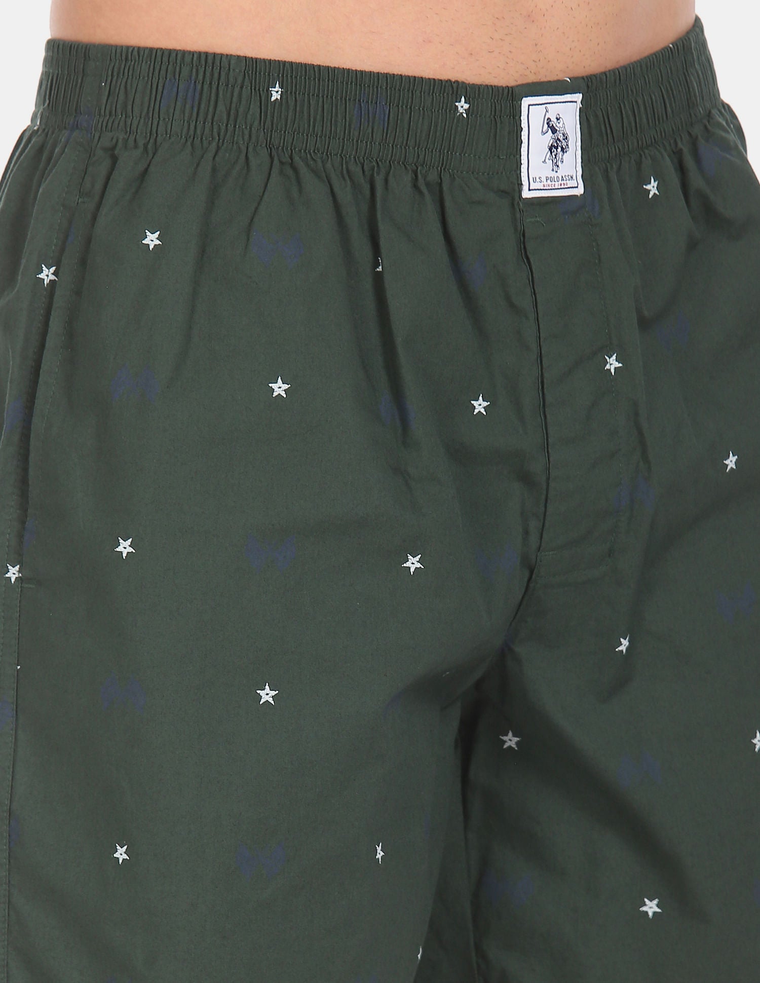 Comfort Fit Print Cotton I663 Boxers - Pack Of 1 Bottle Green - U.S. POLO ASSN. | Large