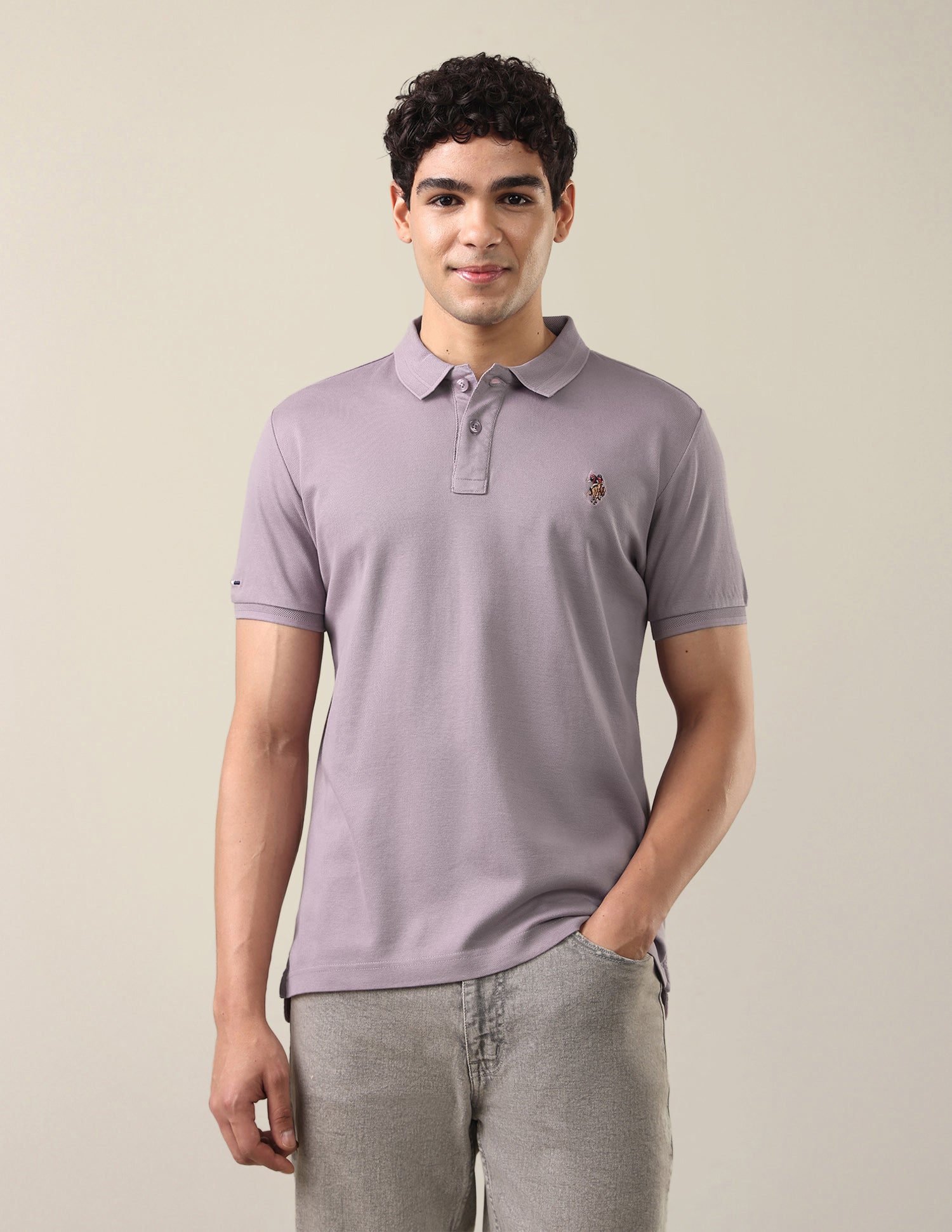 Solid Slim Fit Polo Shirt Purple - U.S. Polo Assn. India | Large
