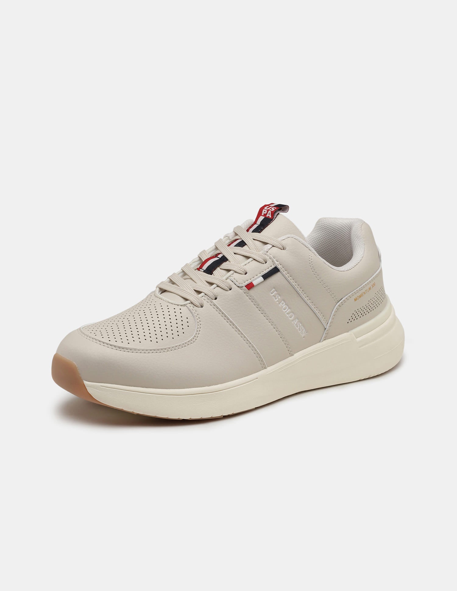 Round Toe Lace Ups Momentum 300 Sneakers Beige - U.S. Polo Assn. India | Large