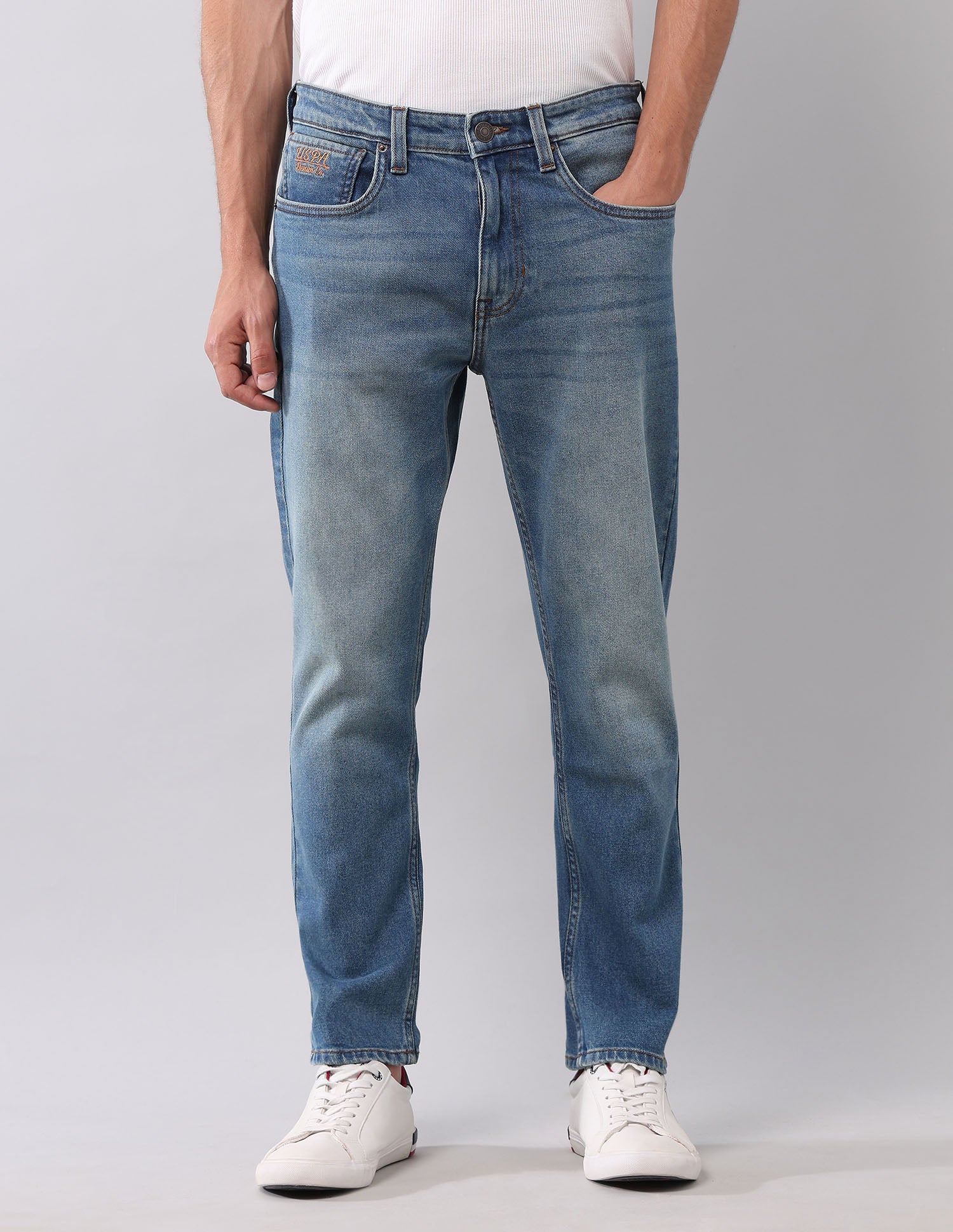 Cole Comfort Cropped Fit Blue Jeans Blue - U.S. POLO ASSN. | Large